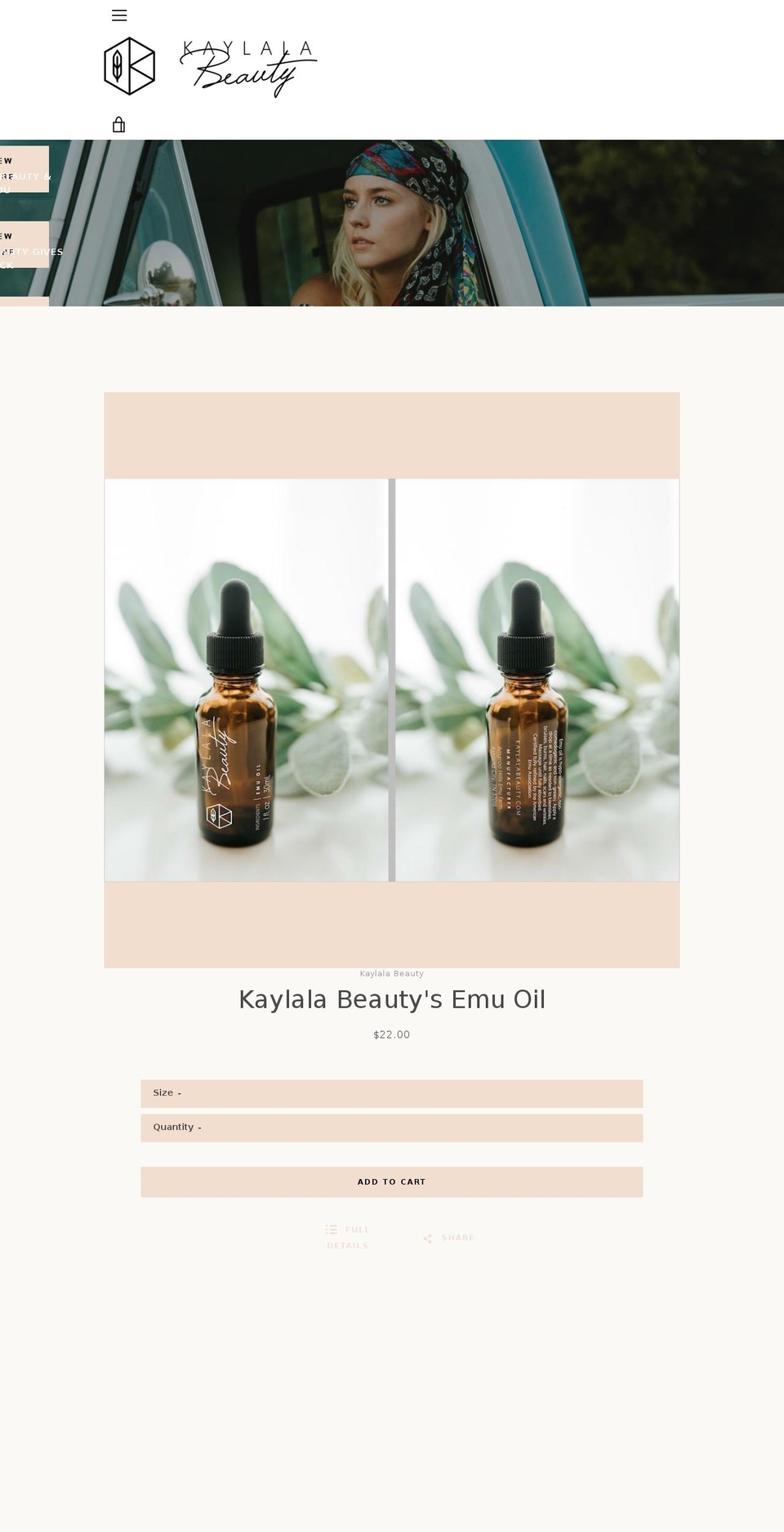 kaylalabeauty.com — Shopify storefront screenshot