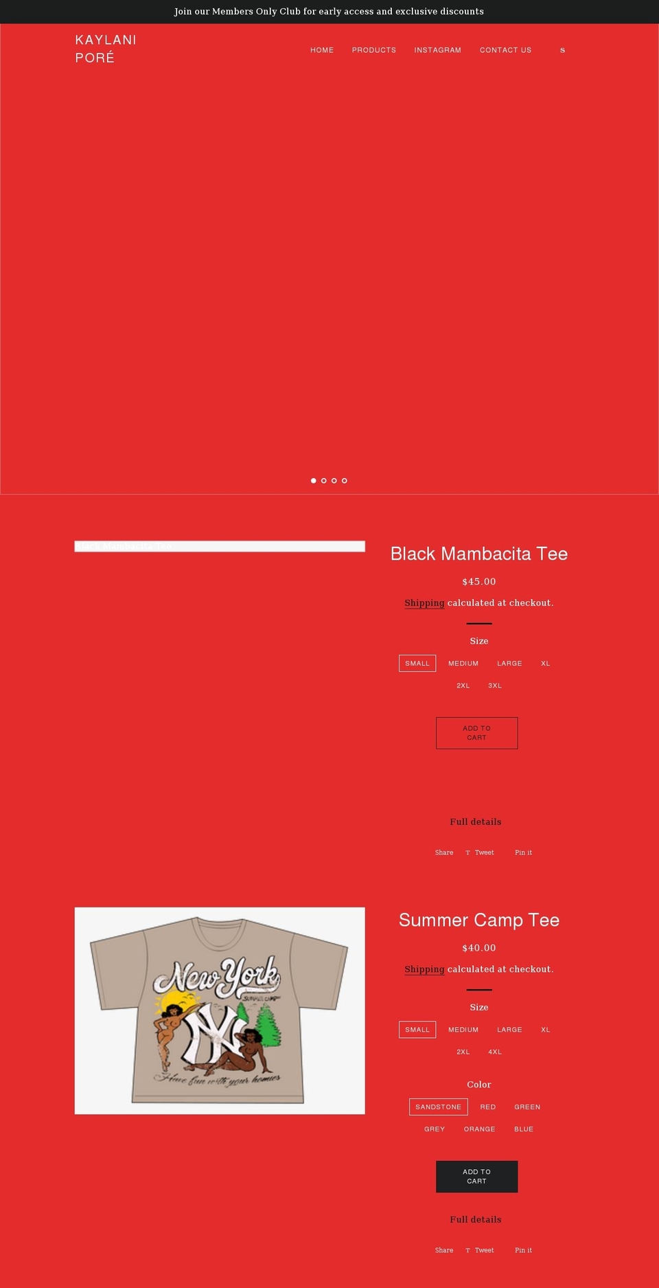 kaylanipore.com shopify website screenshot