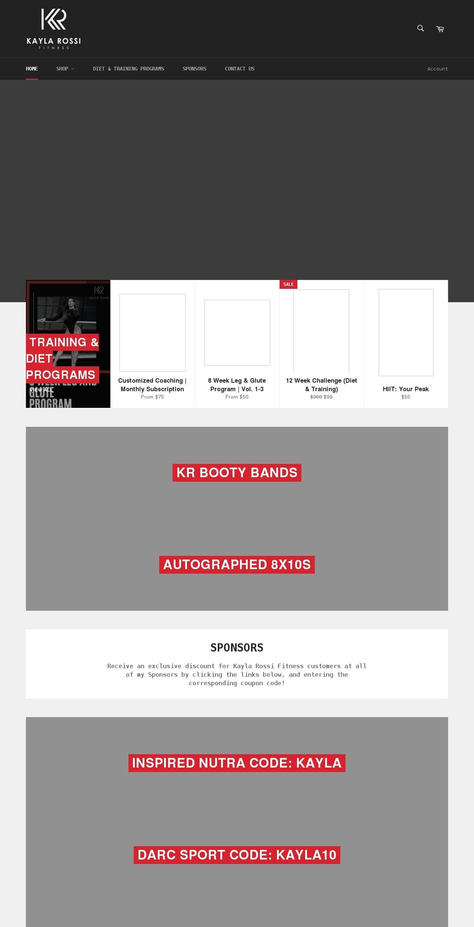 kaylarossifitness.com shopify website screenshot