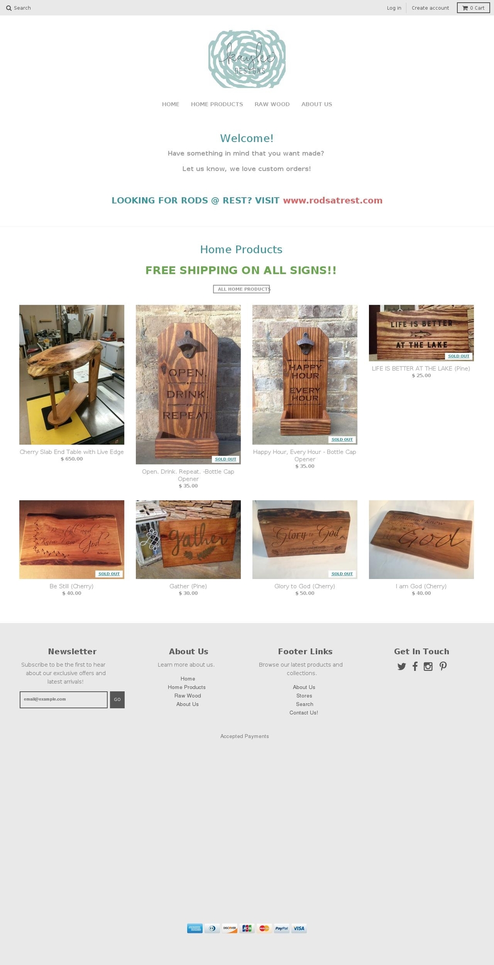 kayleedesignshop.com shopify website screenshot