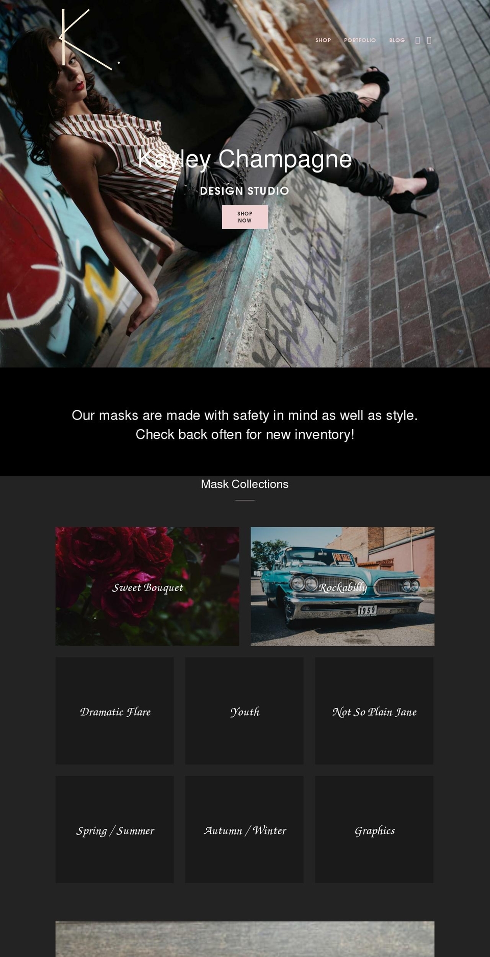 kayleychampagne.com shopify website screenshot