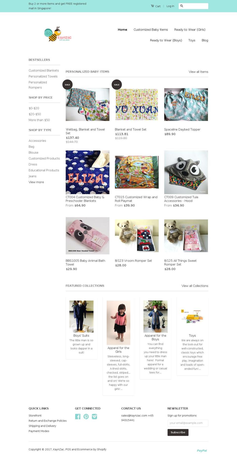 kaynzac.com shopify website screenshot