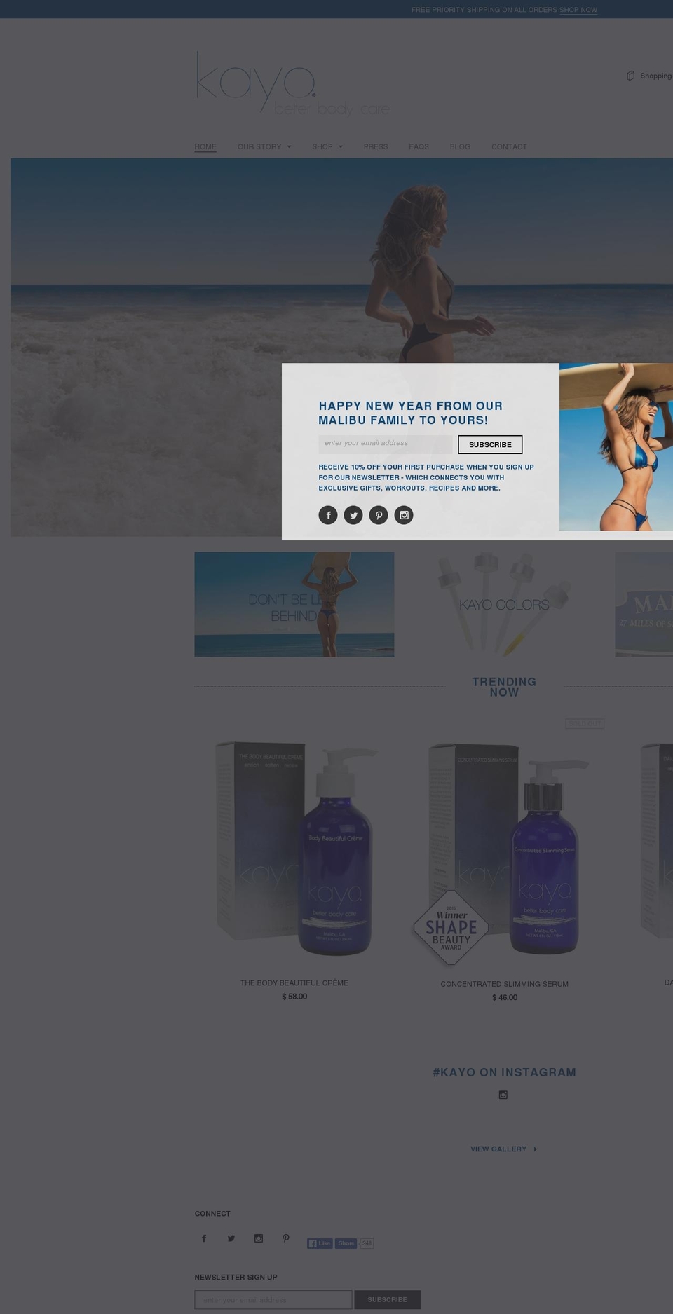kayocosmetics.com shopify website screenshot