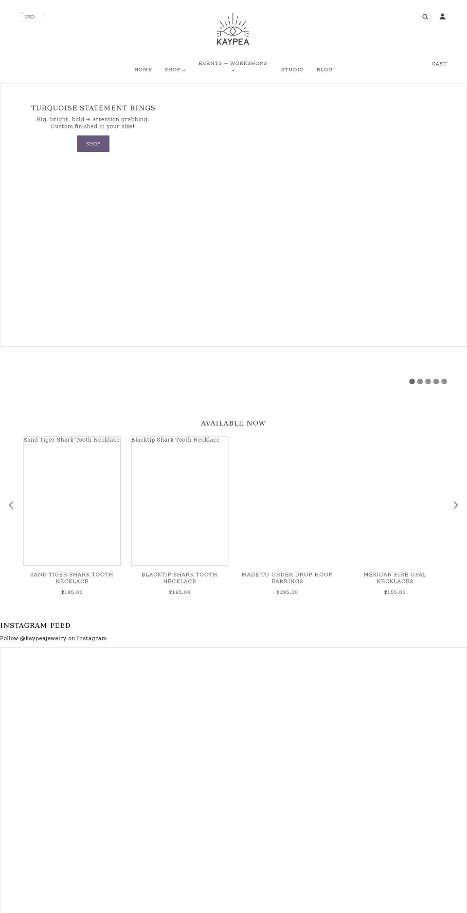 kaypeajewelry.com shopify website screenshot