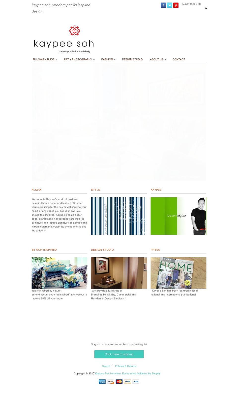 kaypeesohhospitality.com shopify website screenshot