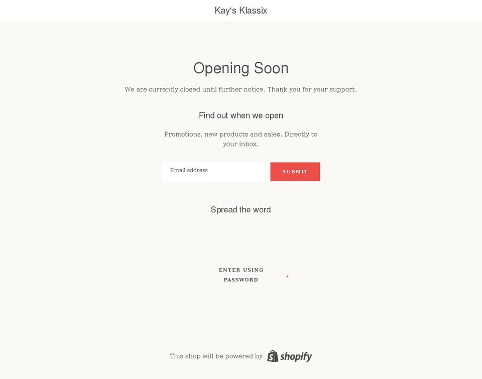 kays-klassix.myshopify.com shopify website screenshot