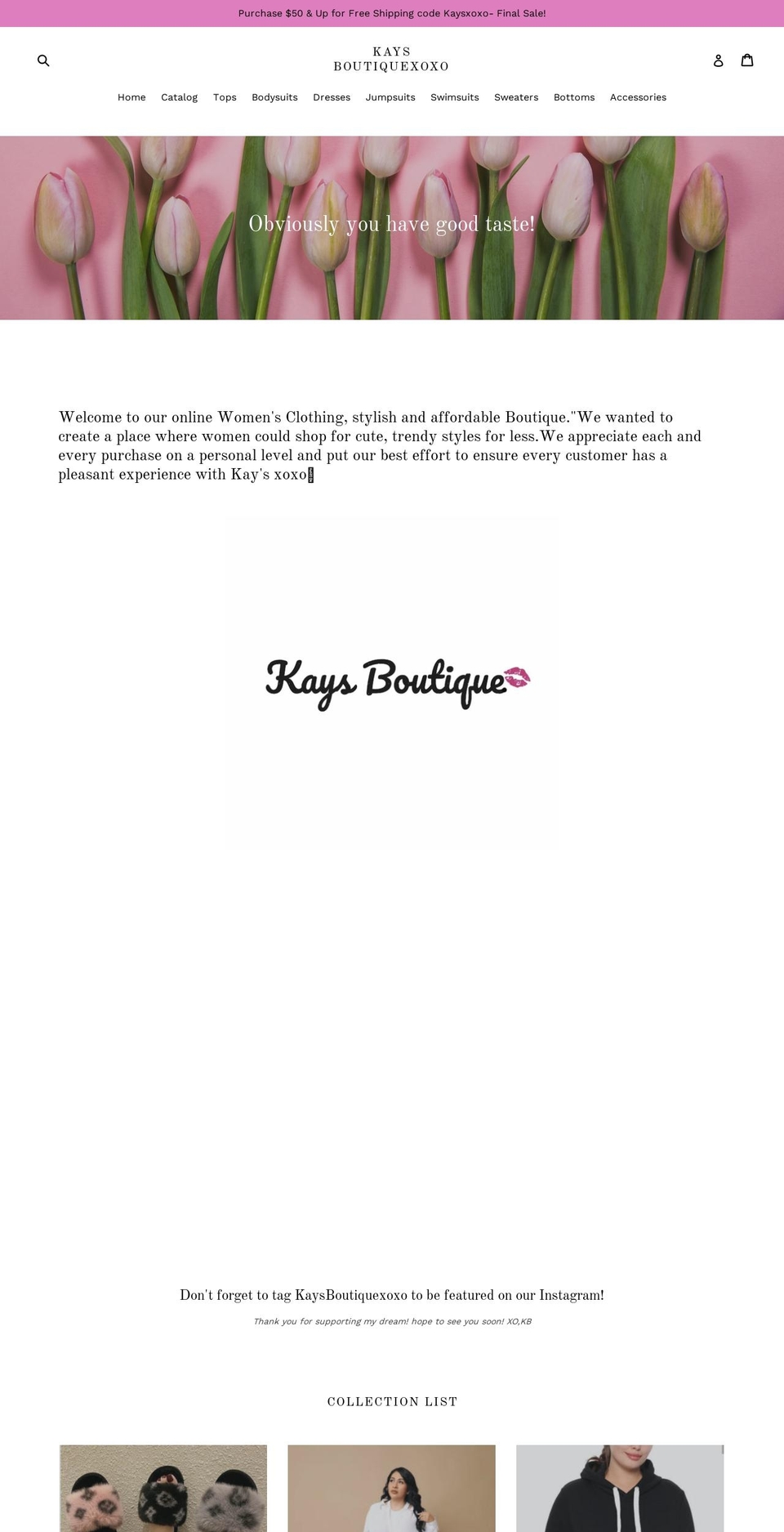 kaysboutiquexoxo.com shopify website screenshot