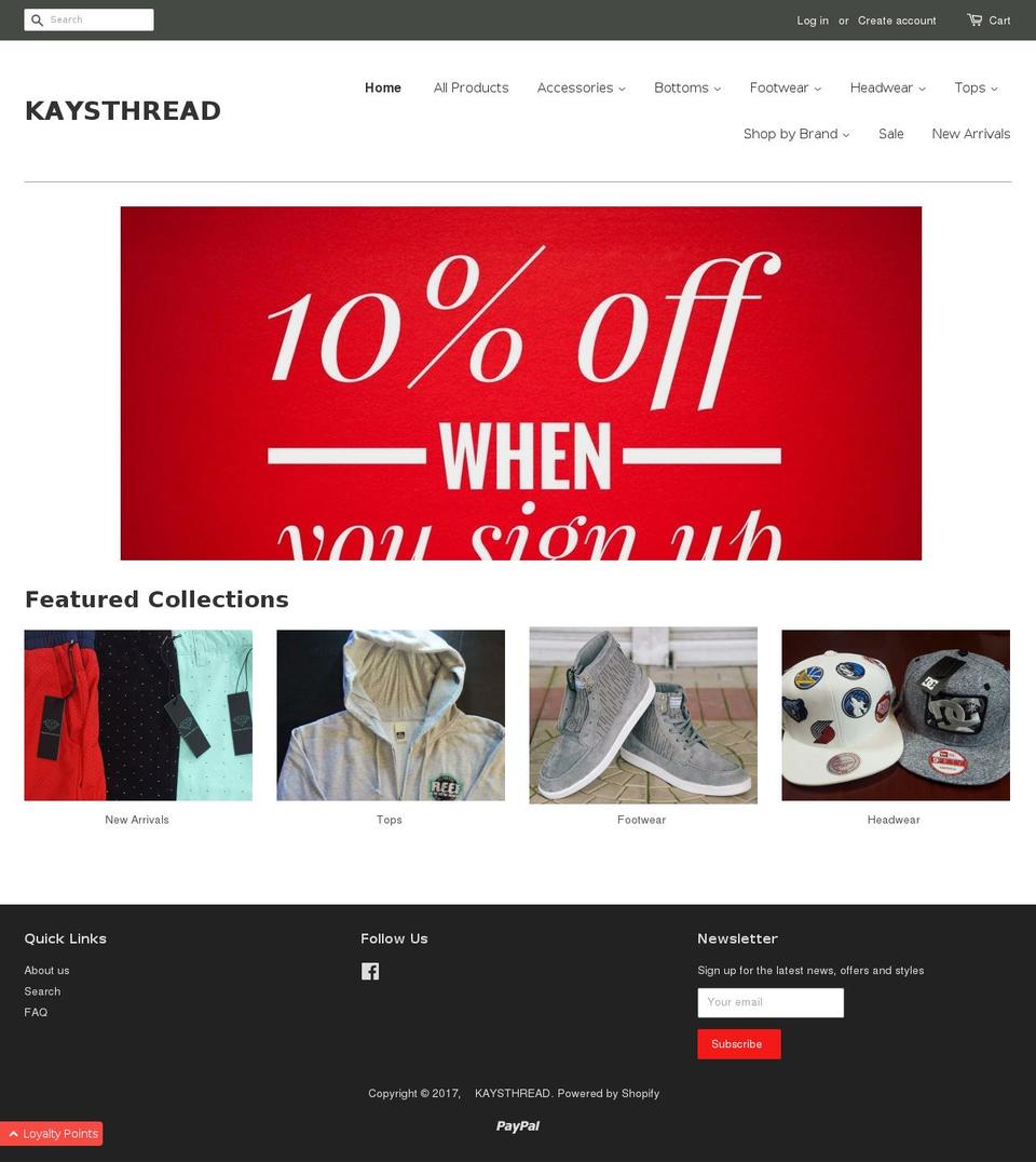 Sense Shopify theme site example kaysthread.com