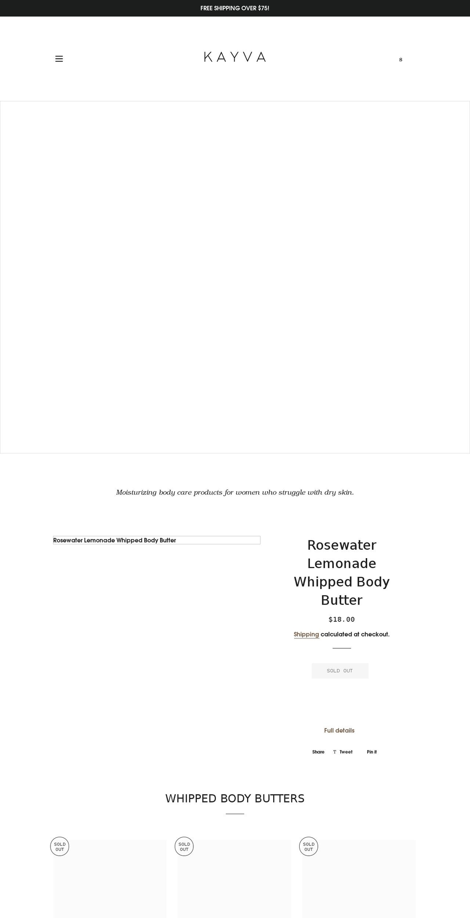 kayvacosmetics.com shopify website screenshot