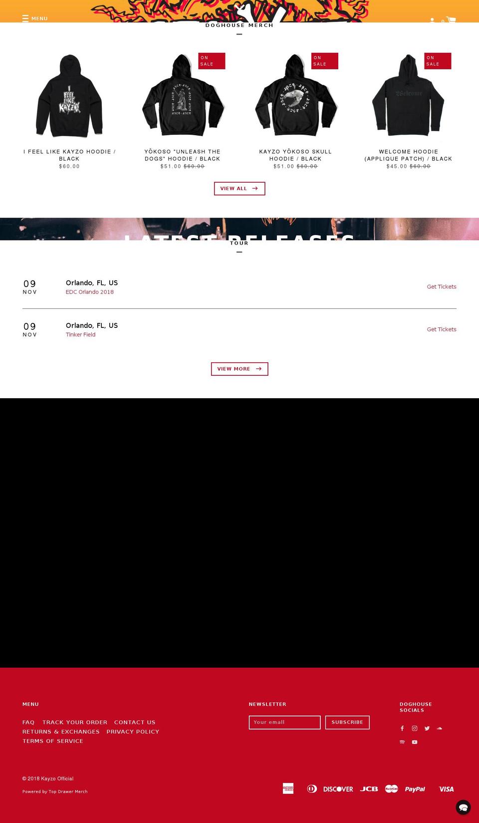 Kayzo Alt Shopify theme site example kayzomusic.com