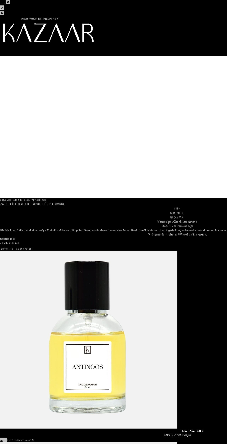 kazaarfragrances.com shopify website screenshot