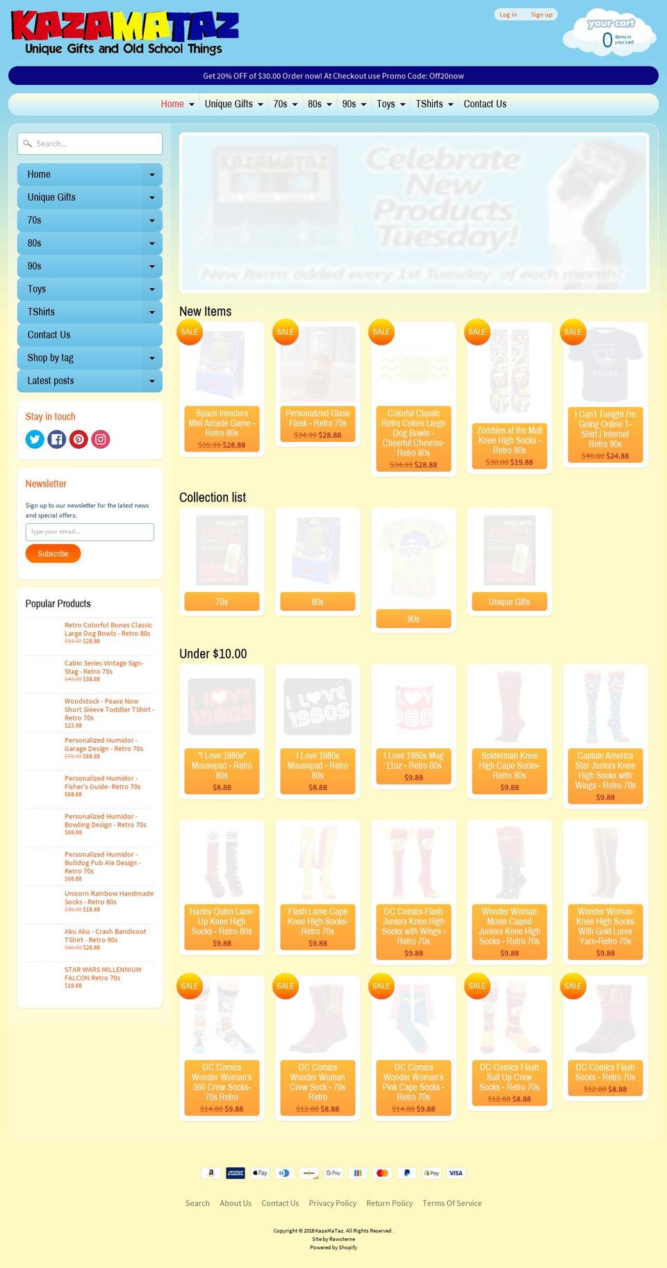 kazamataz.com — Shopify storefront screenshot