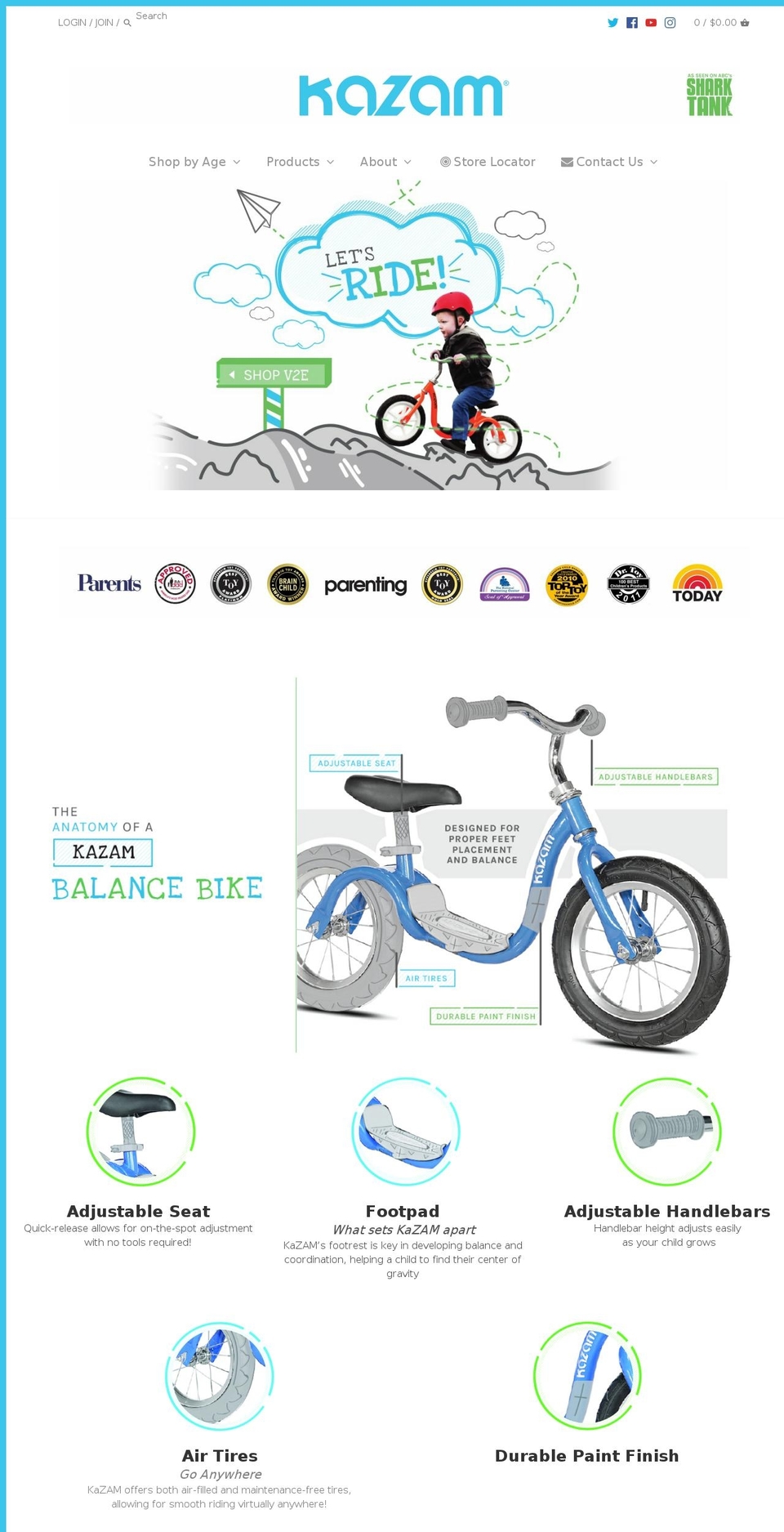 kazambicycles.com — Shopify storefront screenshot