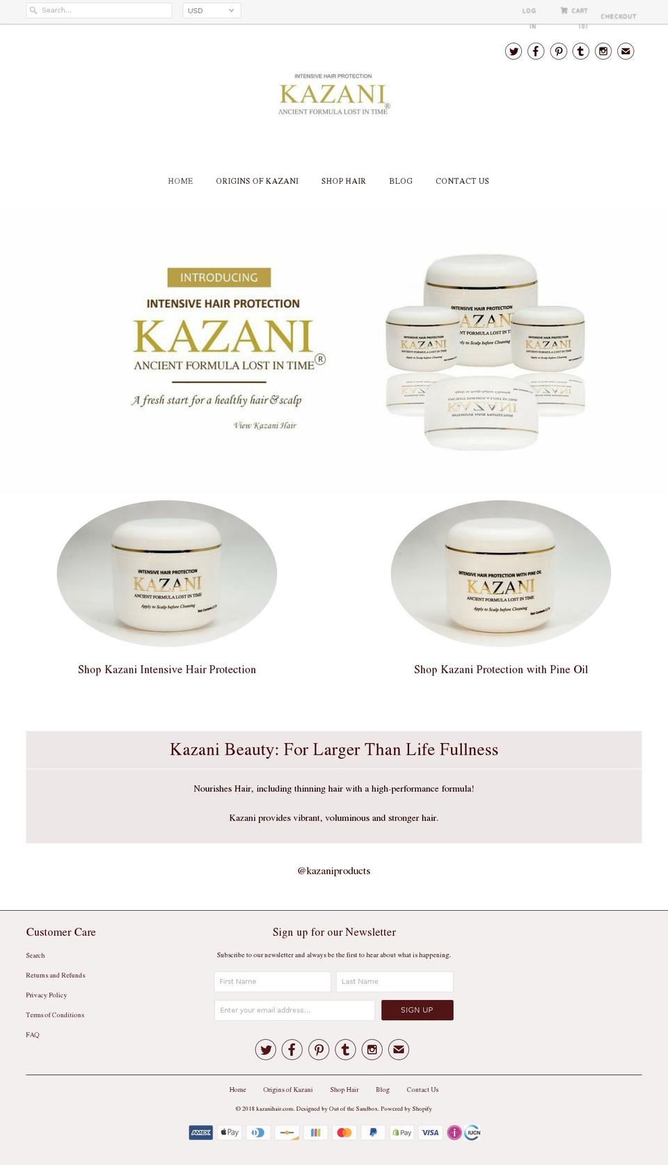 kazanihair.com — Shopify storefront screenshot