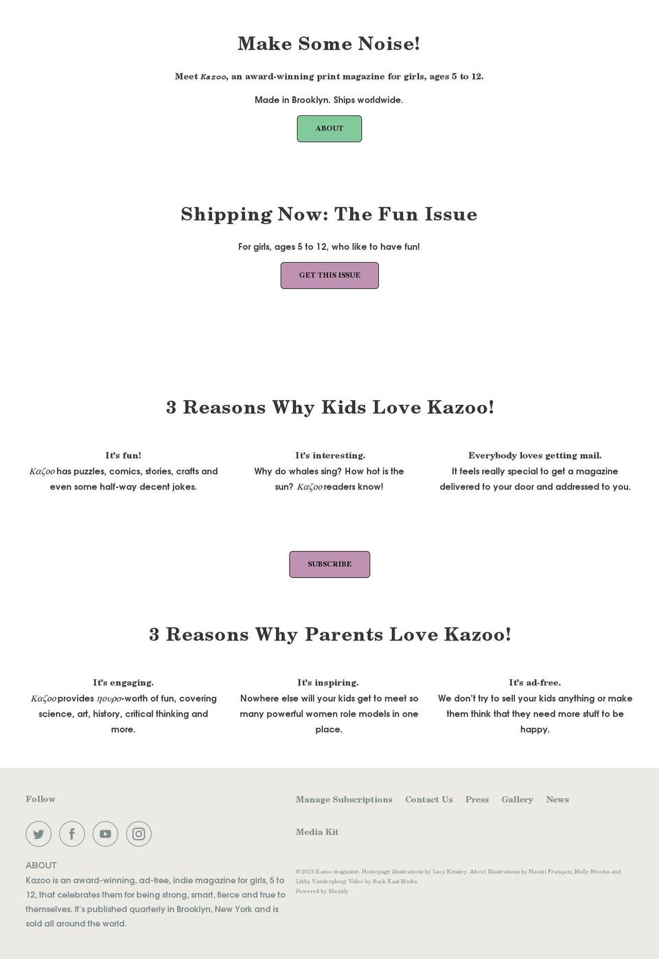 kazoomagazine.com shopify website screenshot
