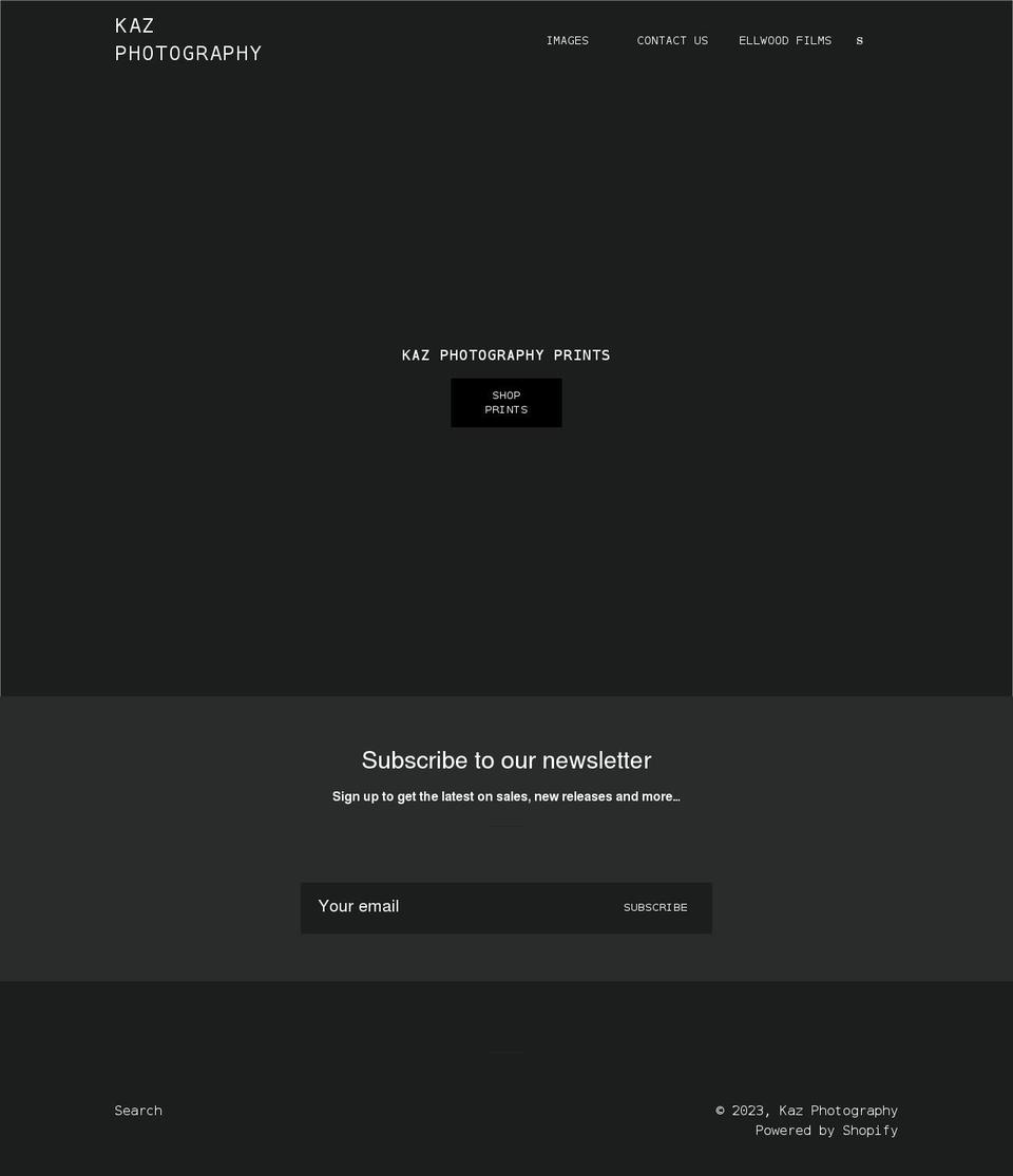 kazphotography.com shopify website screenshot