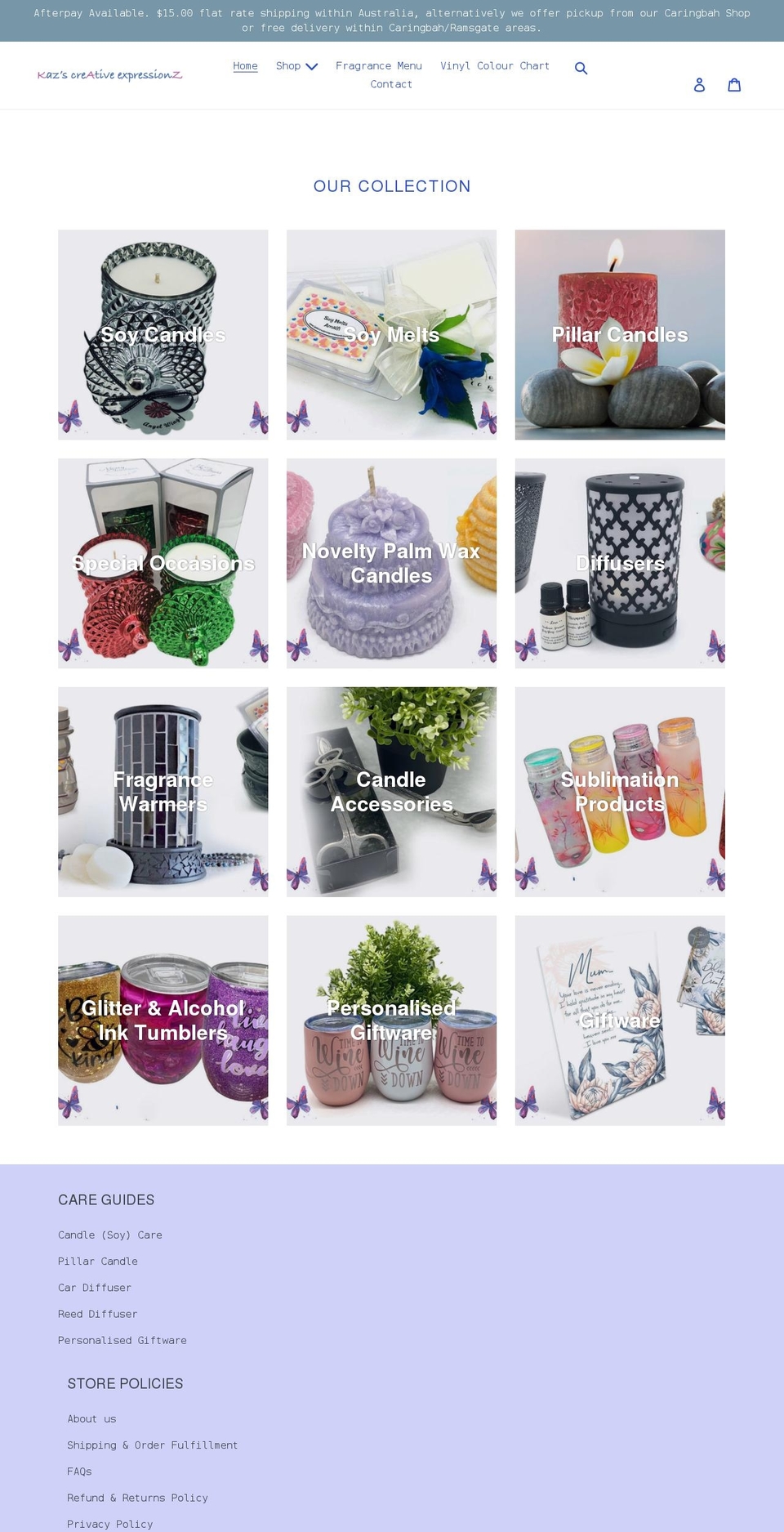 kazscreativeexpressionz.com.au shopify website screenshot