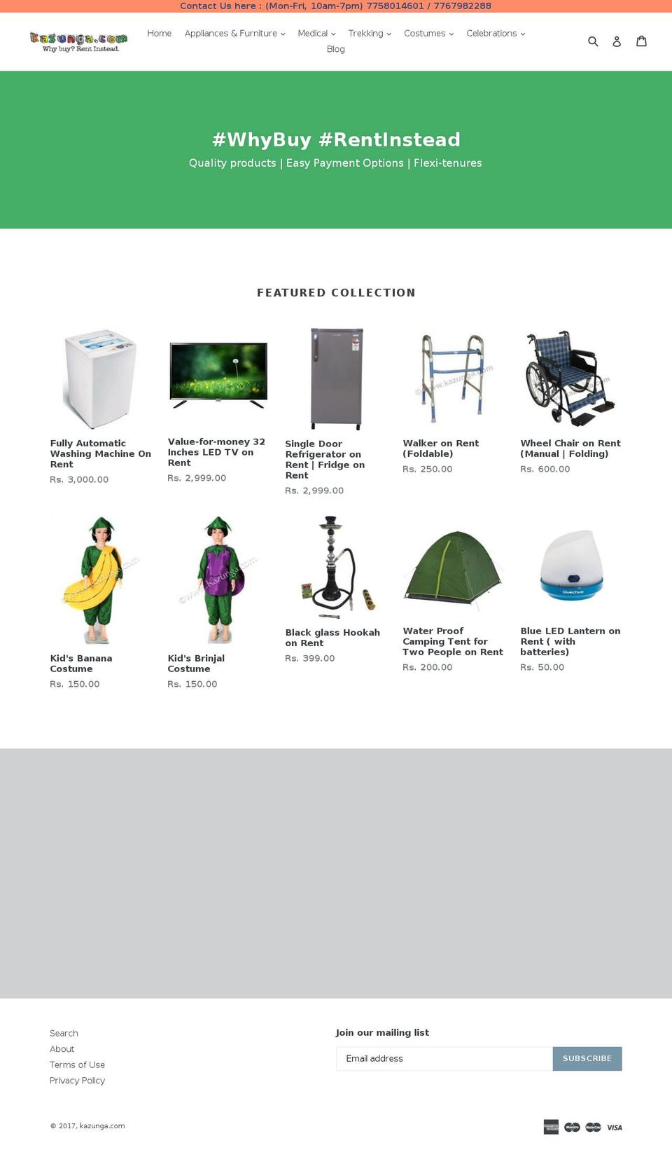 kazunga.com shopify website screenshot