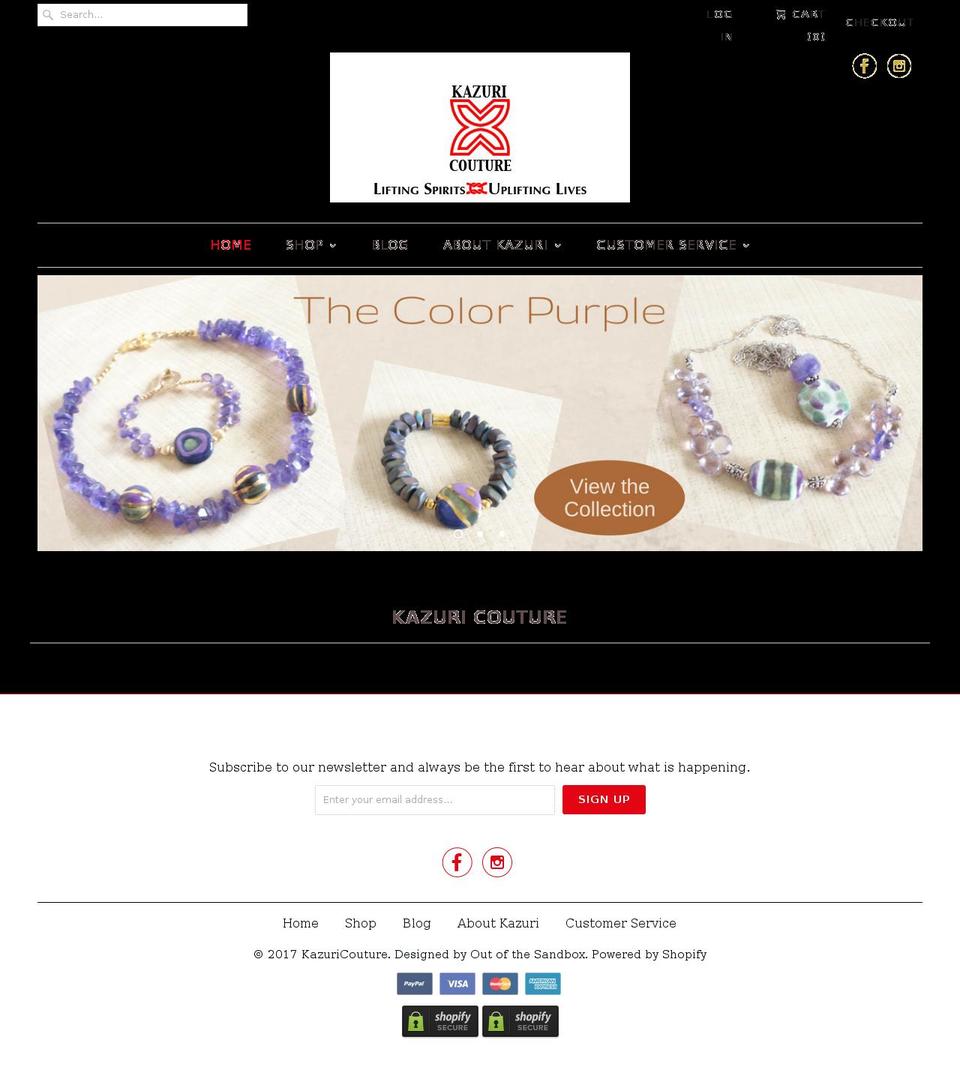 kazuricouturejewelry.com shopify website screenshot