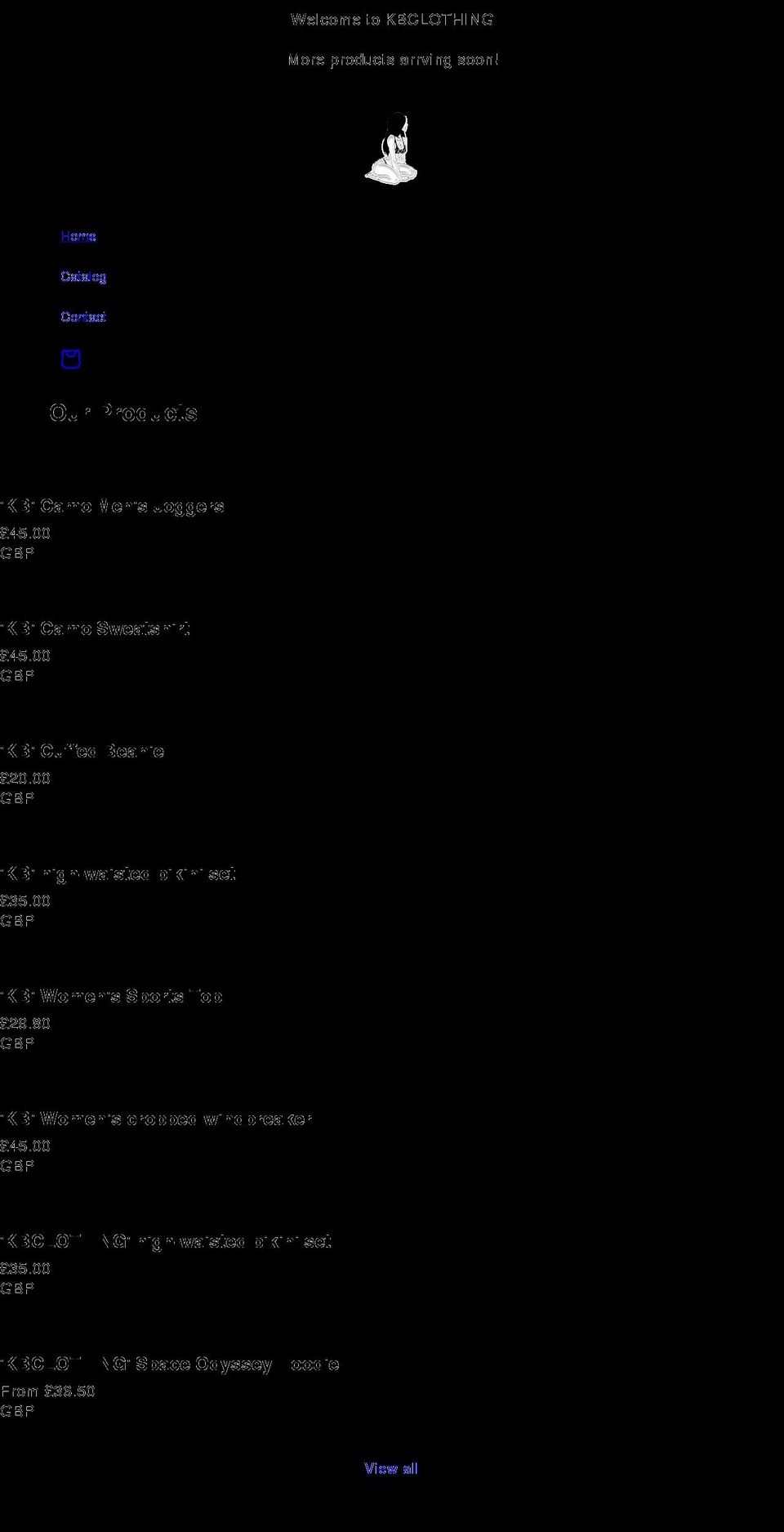 kb-clothing.com shopify website screenshot