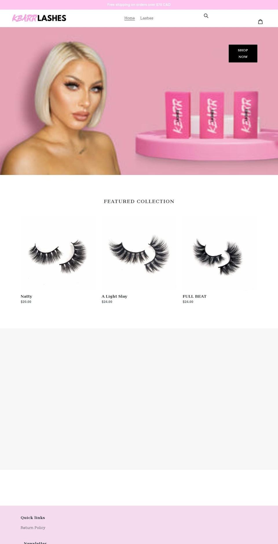 kbarrlashes.com shopify website screenshot