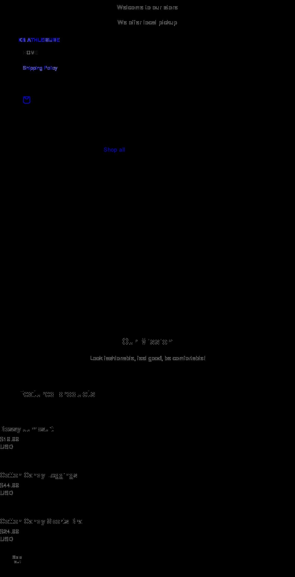 kbathleisure.com shopify website screenshot