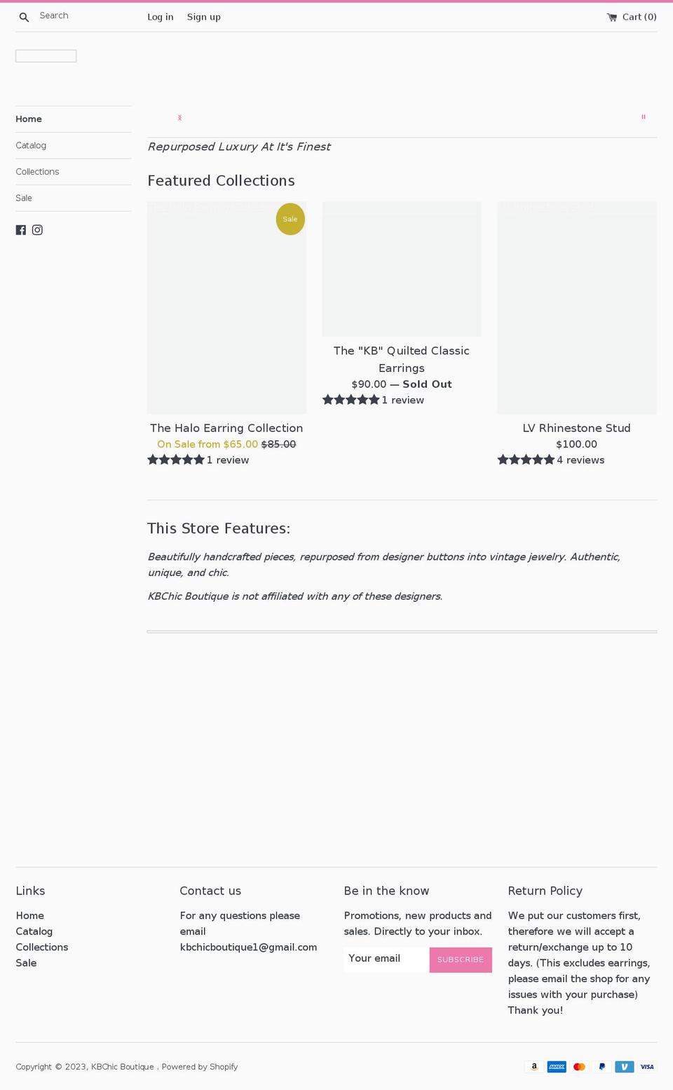kbchicboutique.com shopify website screenshot
