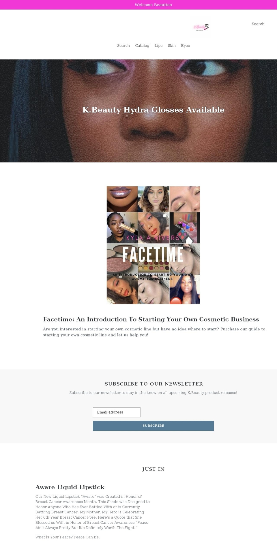 kbeautycos.com shopify website screenshot