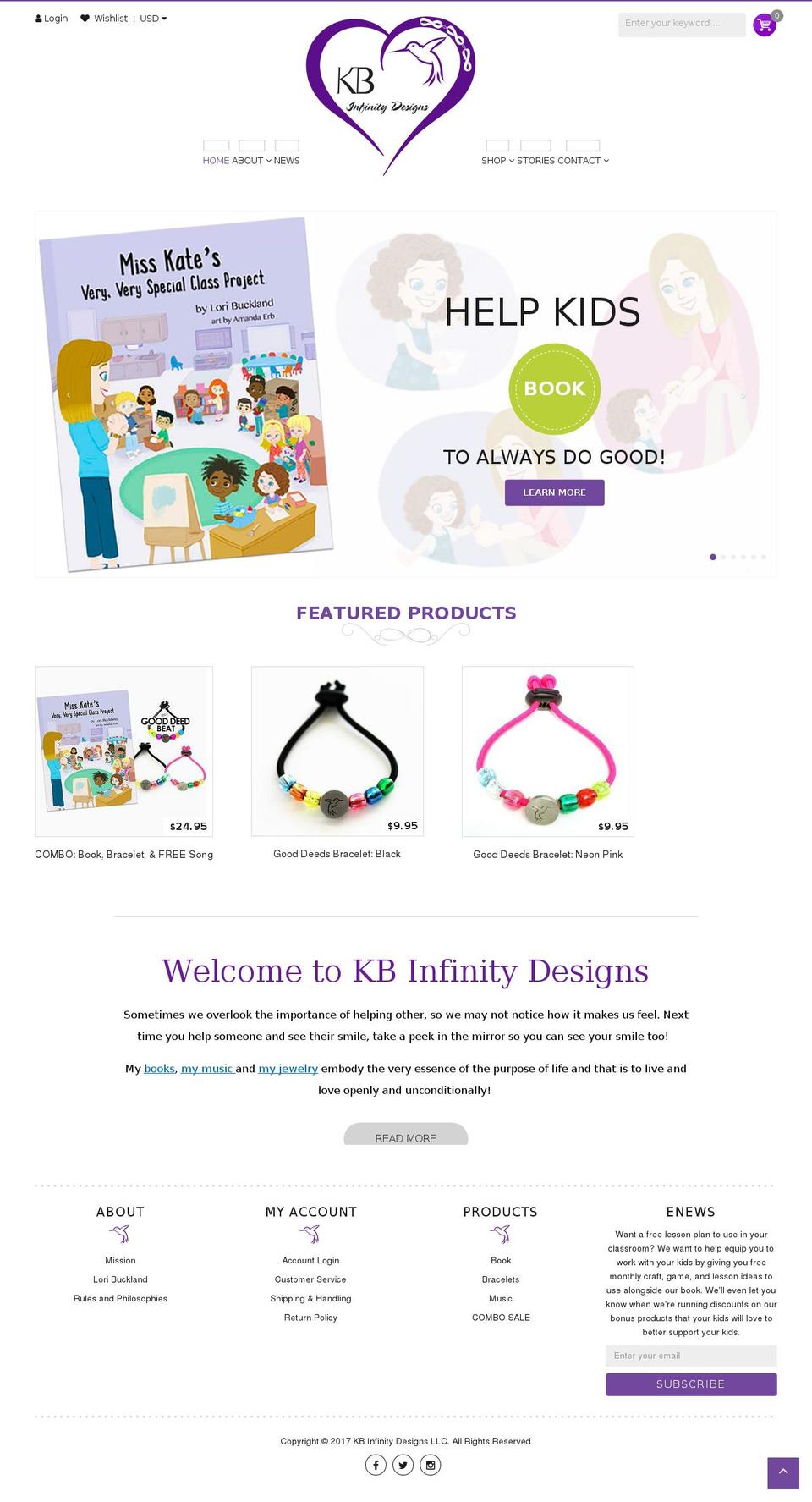 kbinfinitydesigns.com shopify website screenshot