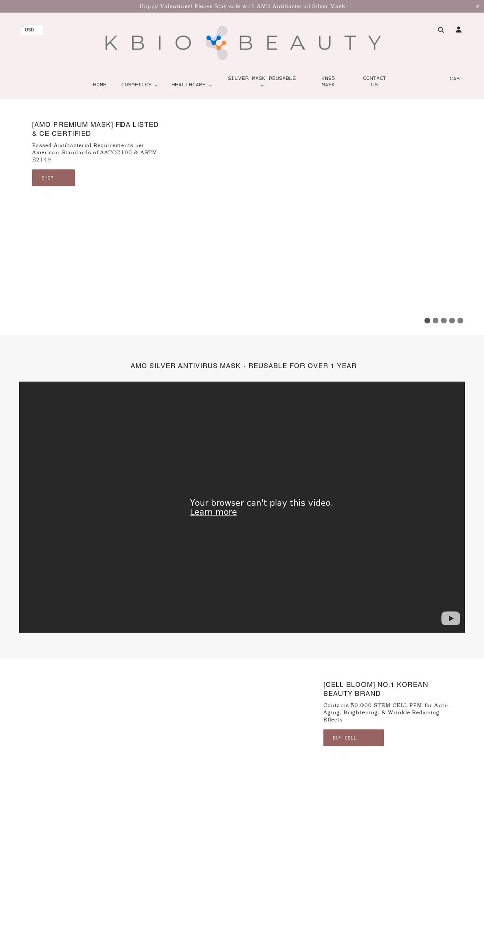 kbiobeauty.com shopify website screenshot