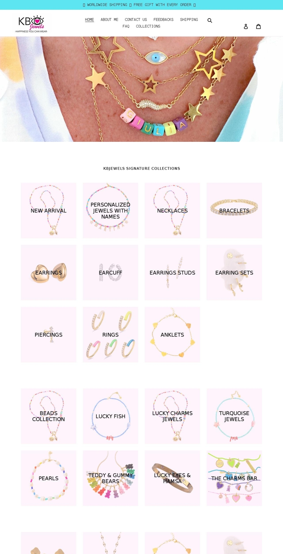 kbjewels.com shopify website screenshot