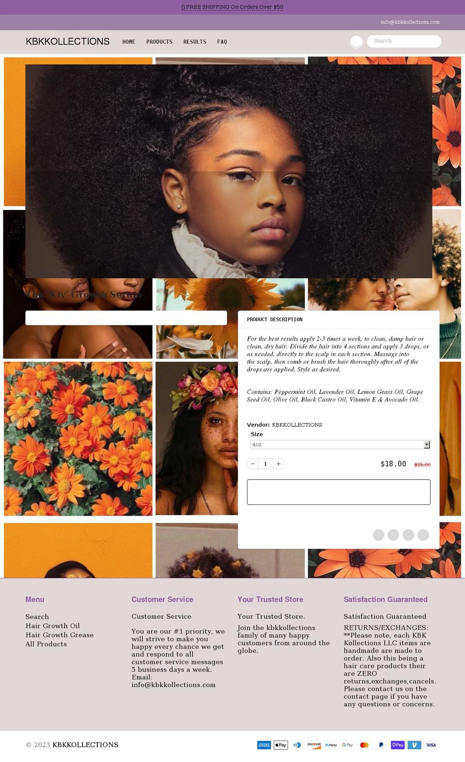 kbkkollections.com shopify website screenshot