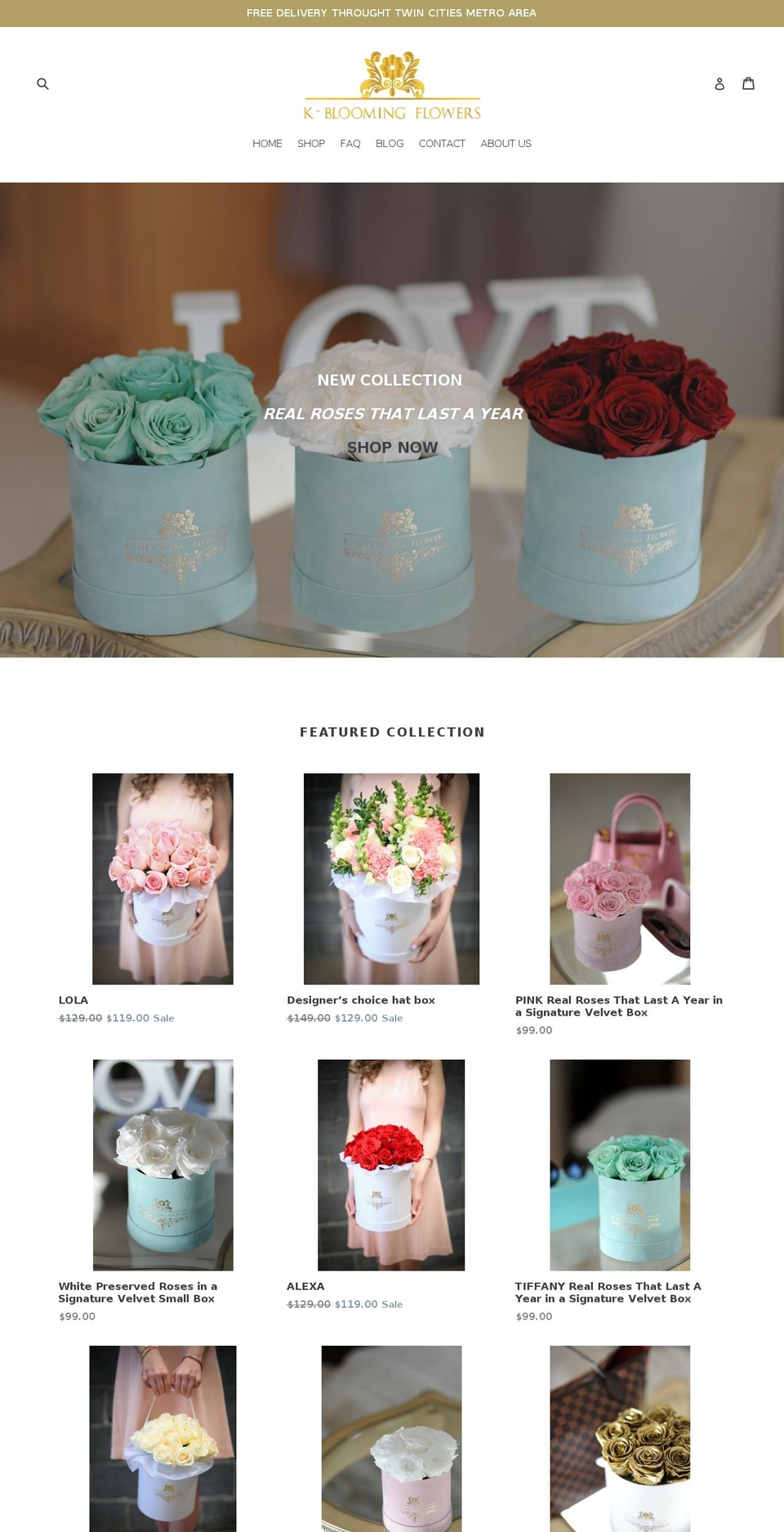 kbloomingflowers.com shopify website screenshot