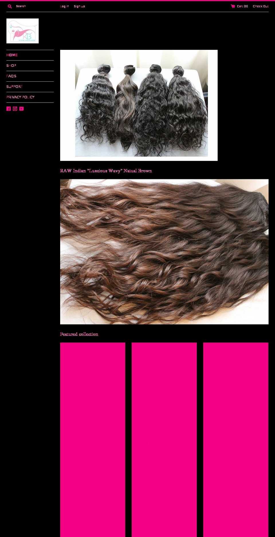 kbluxuryindianhair.com shopify website screenshot