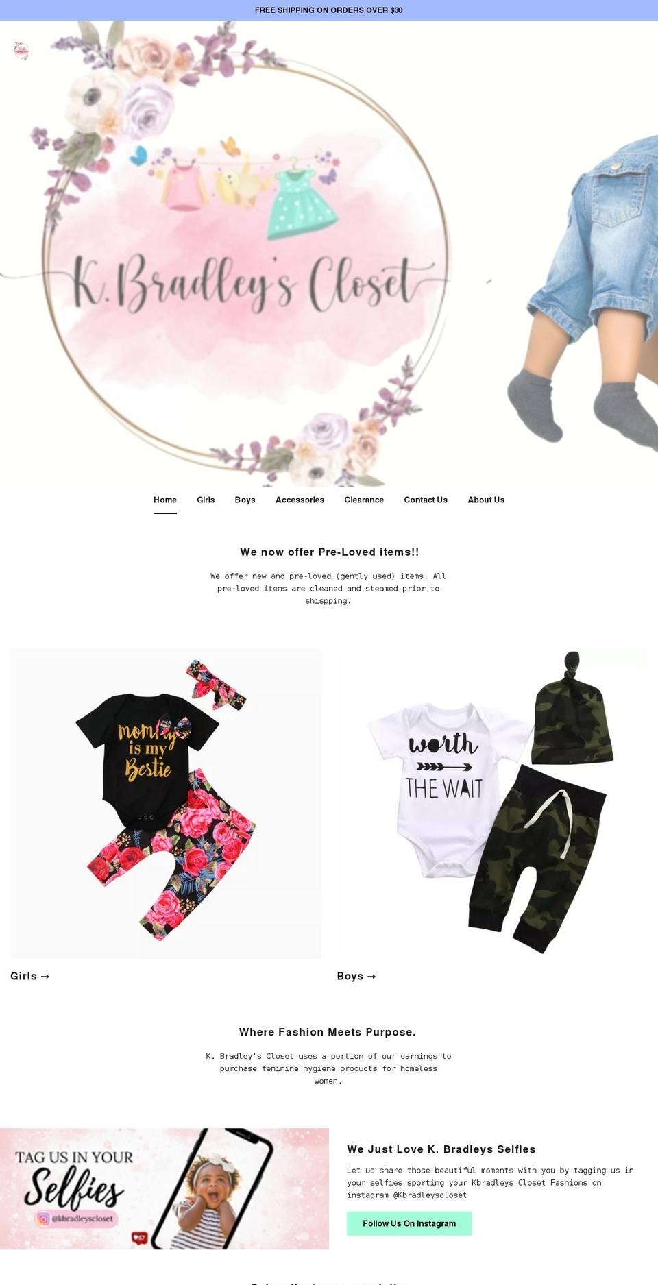 kbradleyscloset.com shopify website screenshot