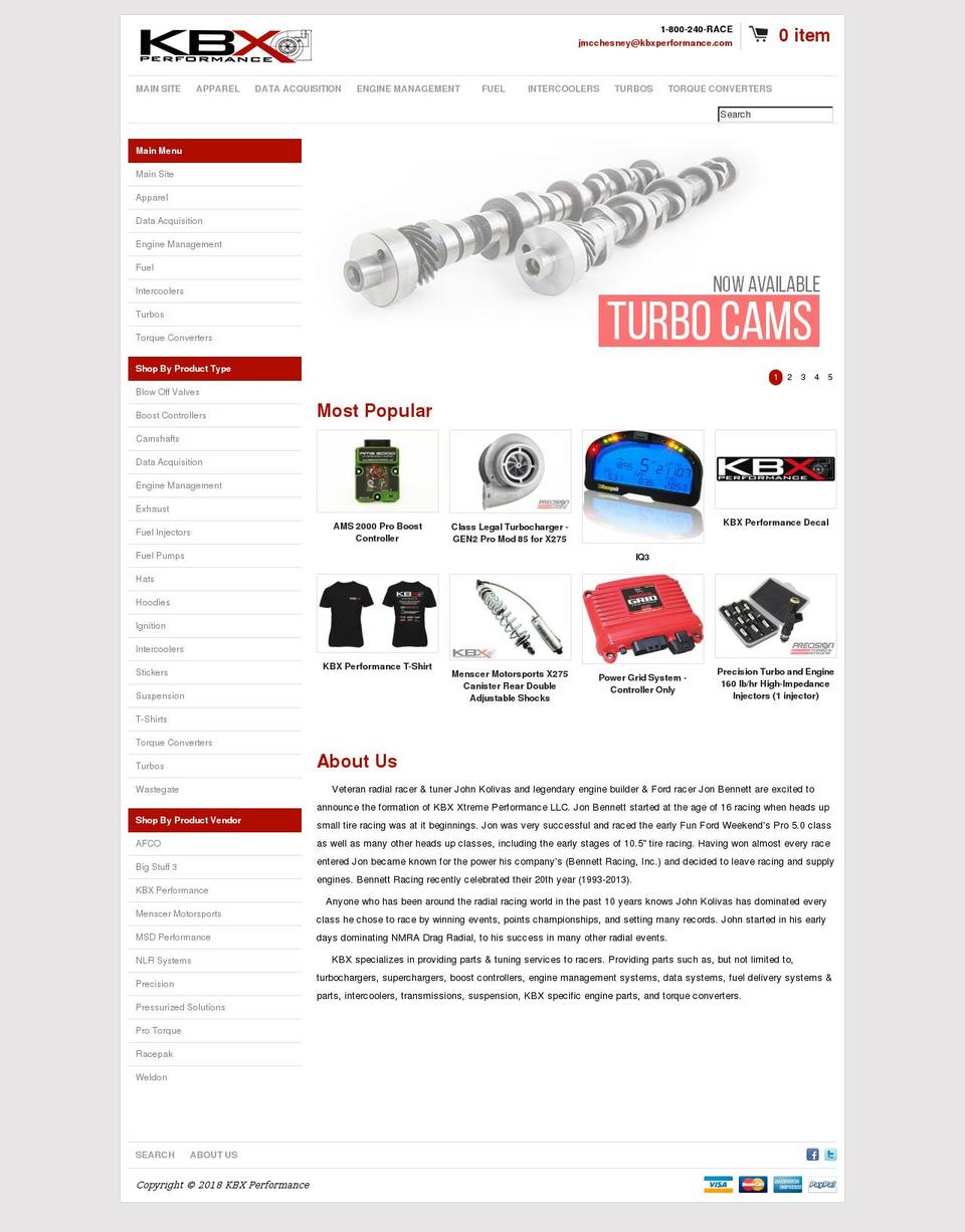 kbxperformance.com shopify website screenshot