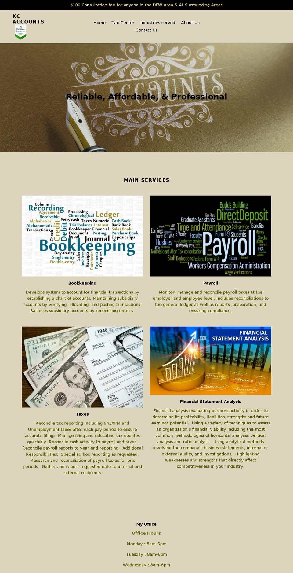 kcaccounts.net shopify website screenshot