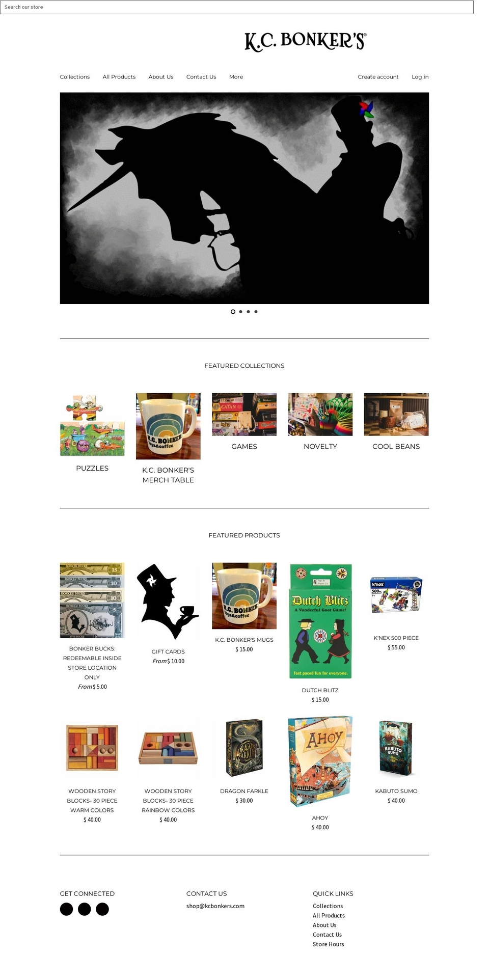 kcbonkers.com shopify website screenshot