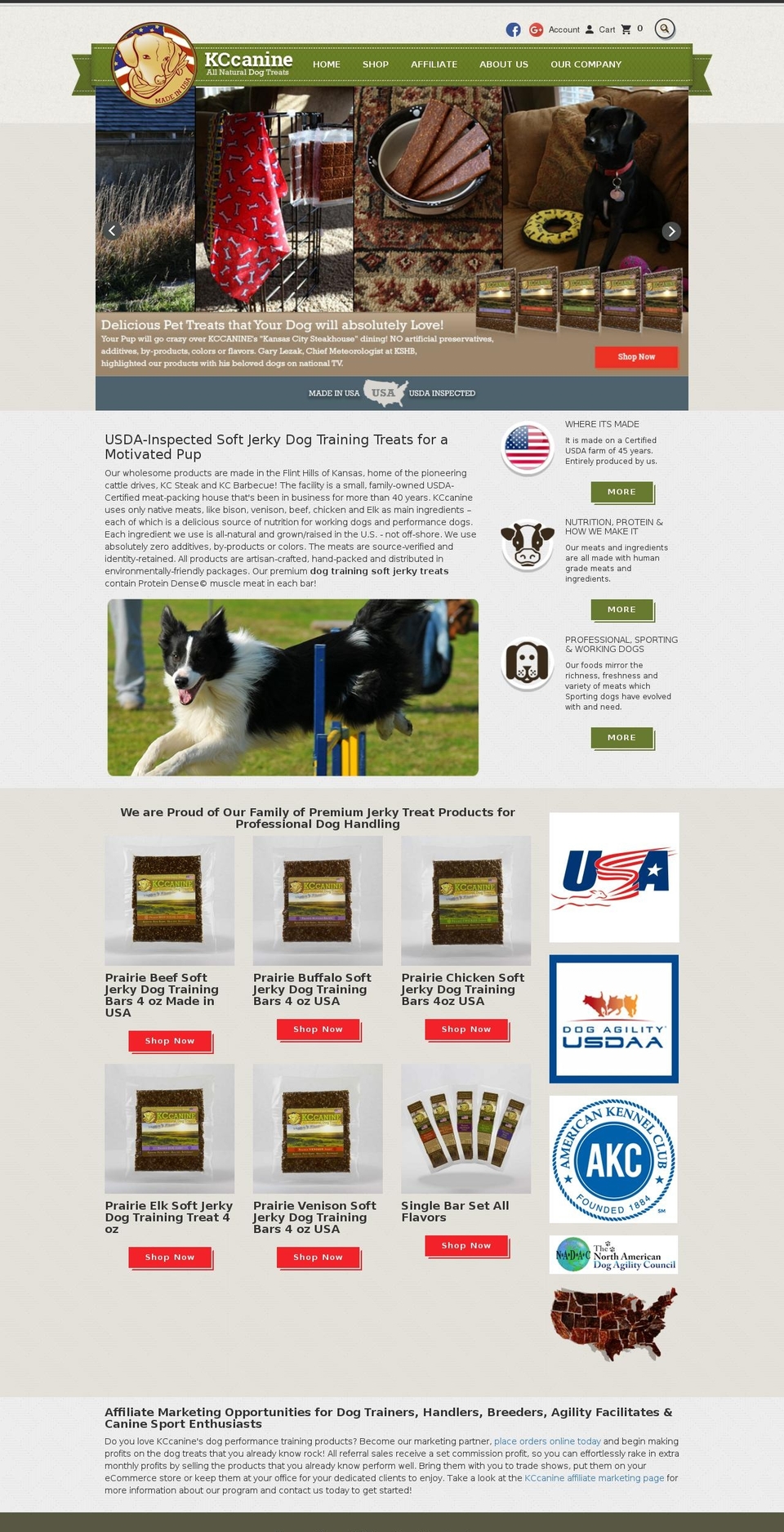 kccanine.com shopify website screenshot