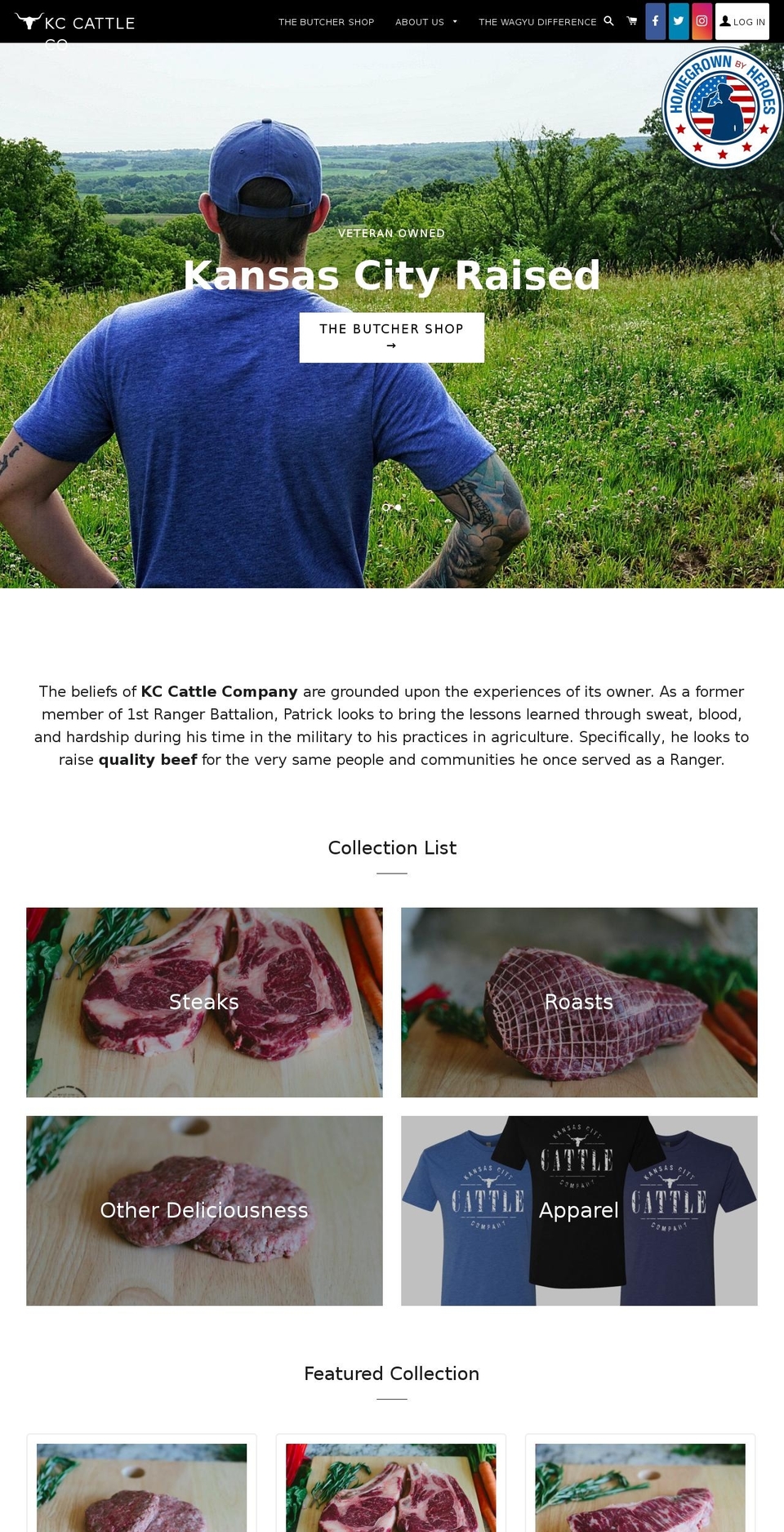 kccattlecompany.com shopify website screenshot