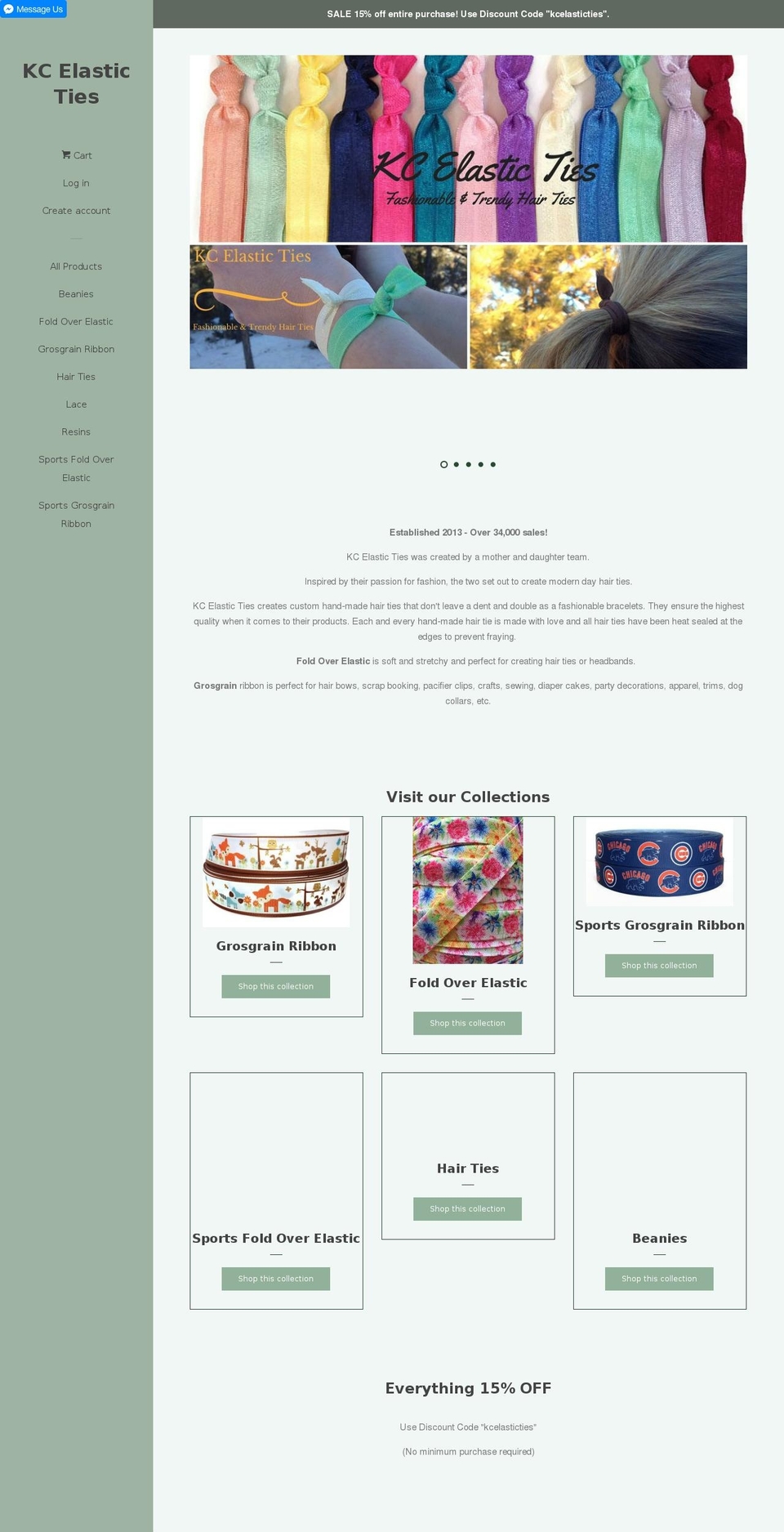 kcelasticties.com — Shopify storefront screenshot