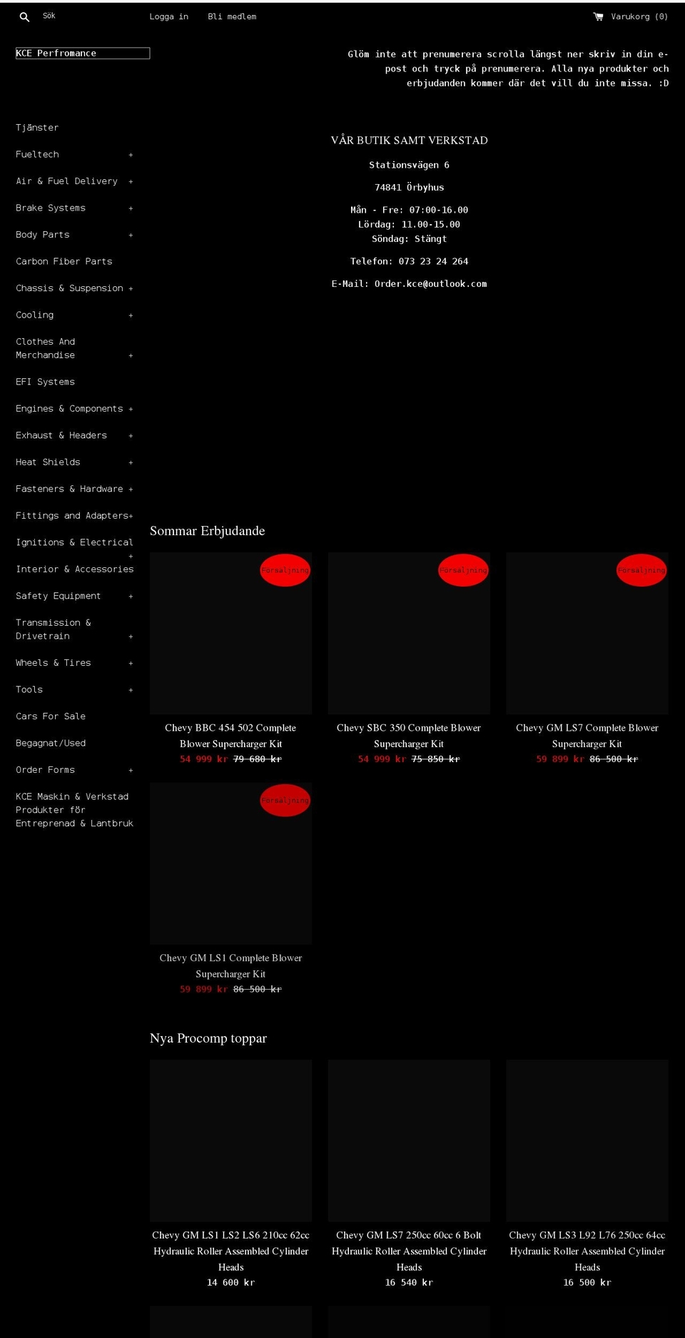 kceperformance.se shopify website screenshot