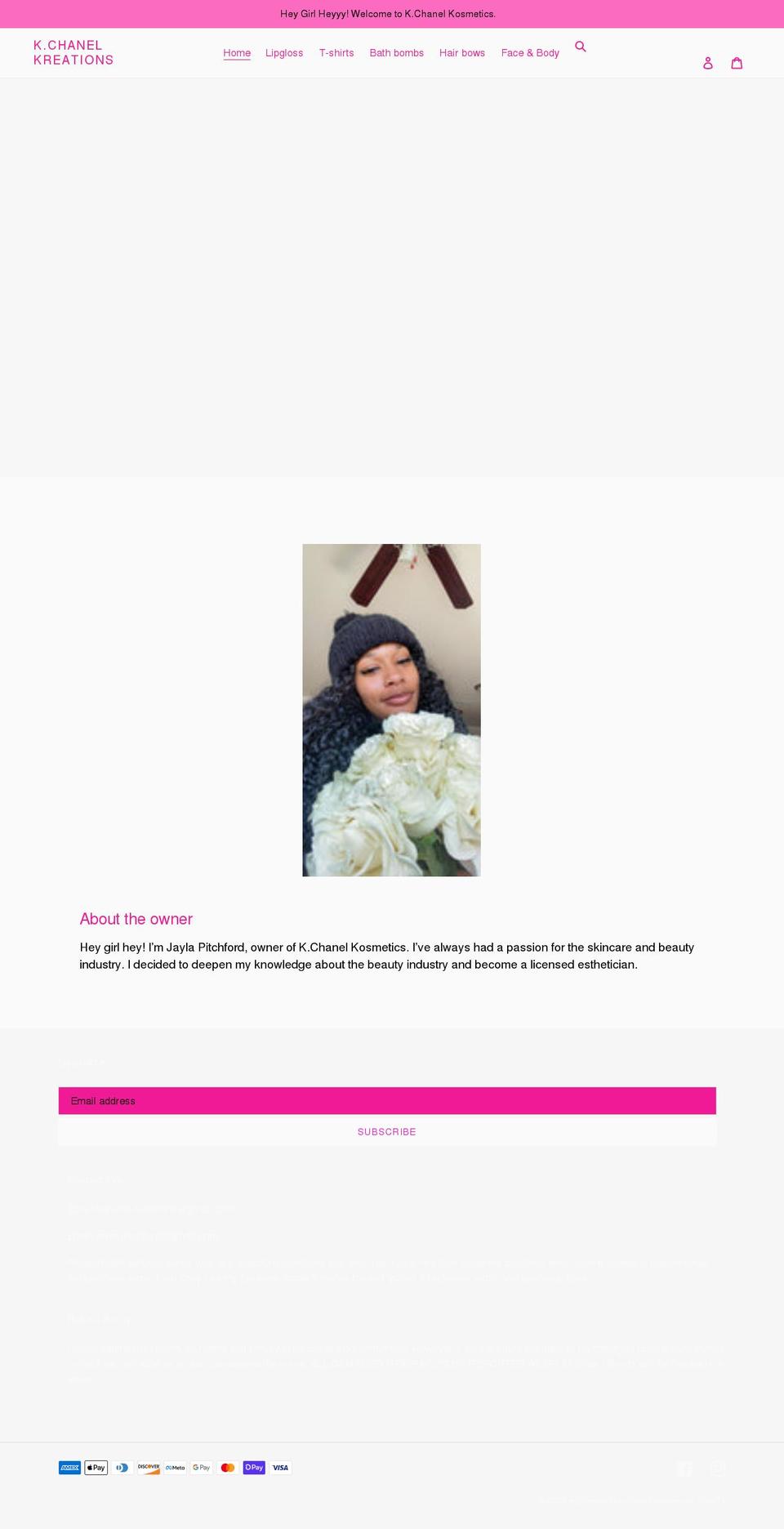 kchanelkreations.com shopify website screenshot