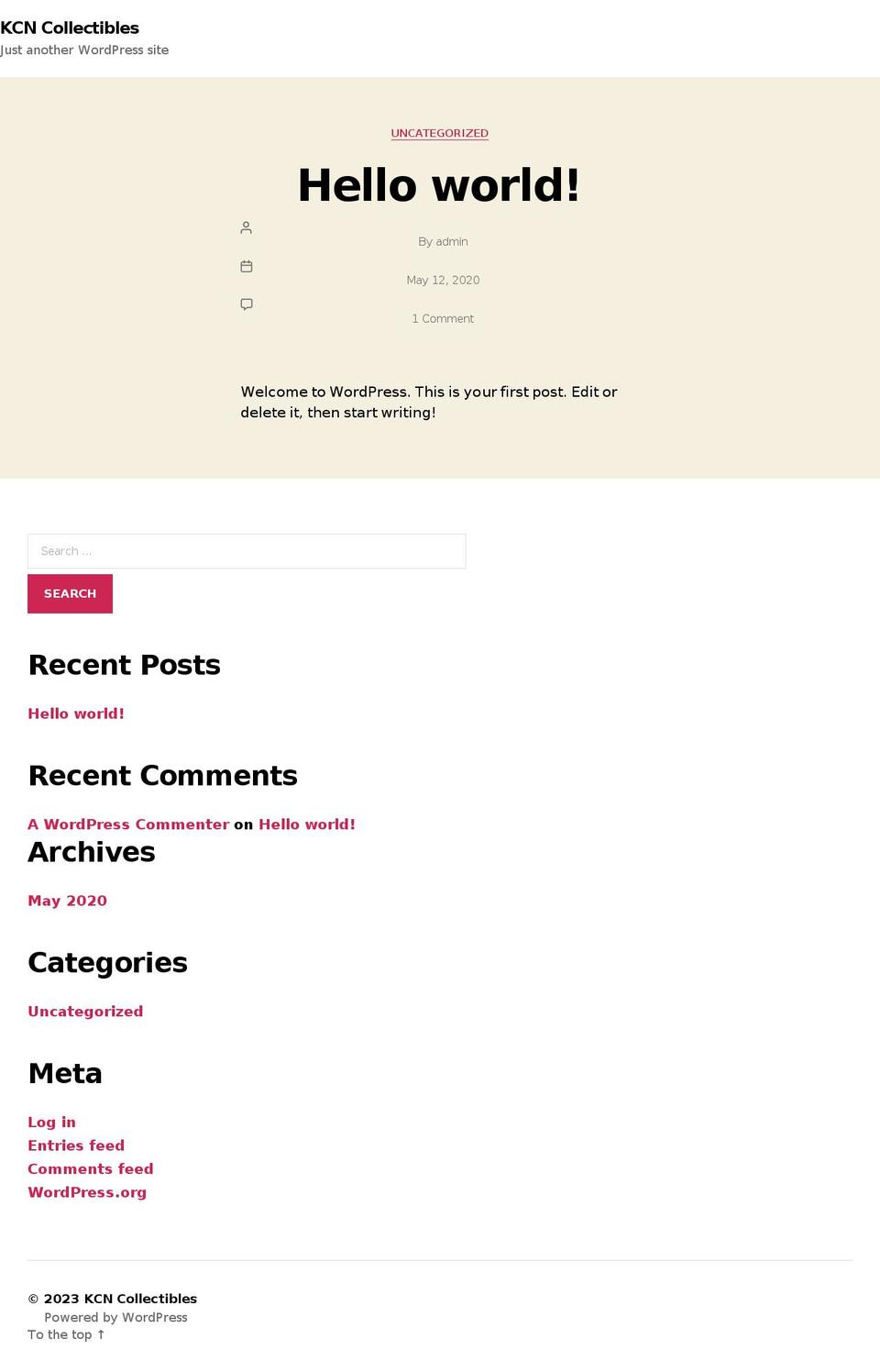 kcncollectibles.com — Shopify storefront screenshot