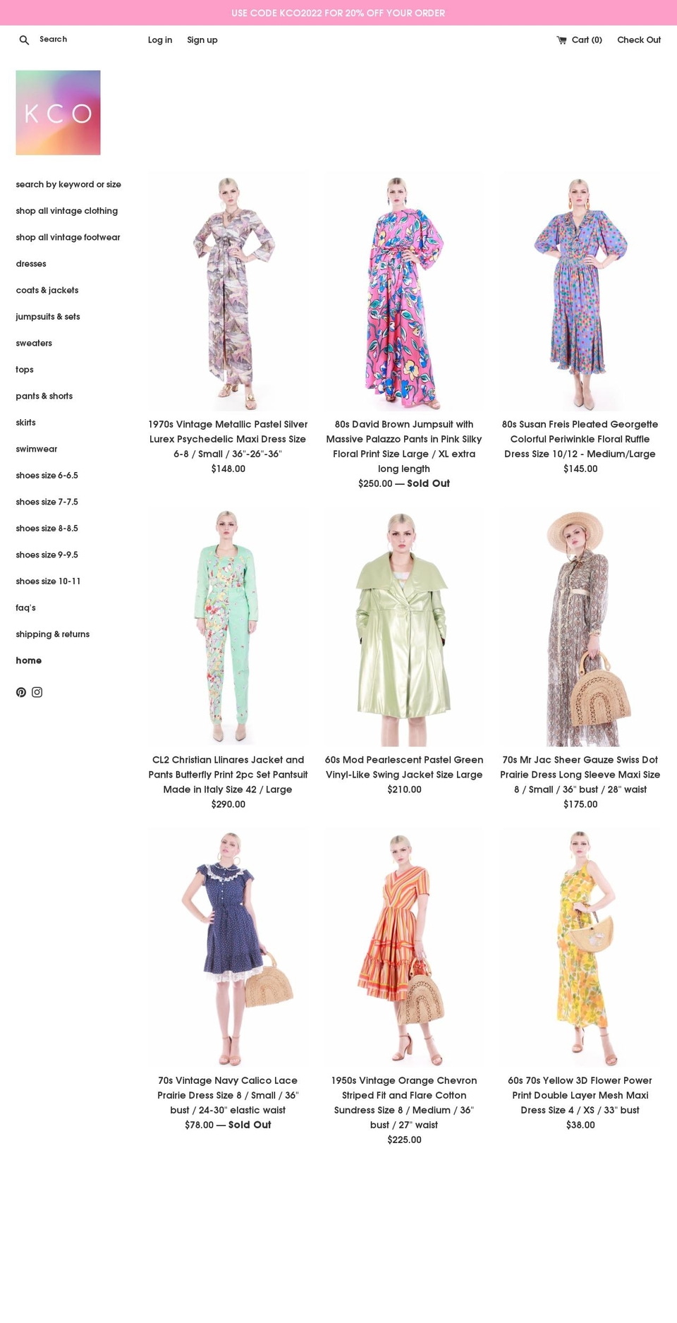 kcovintage.com — Shopify storefront screenshot