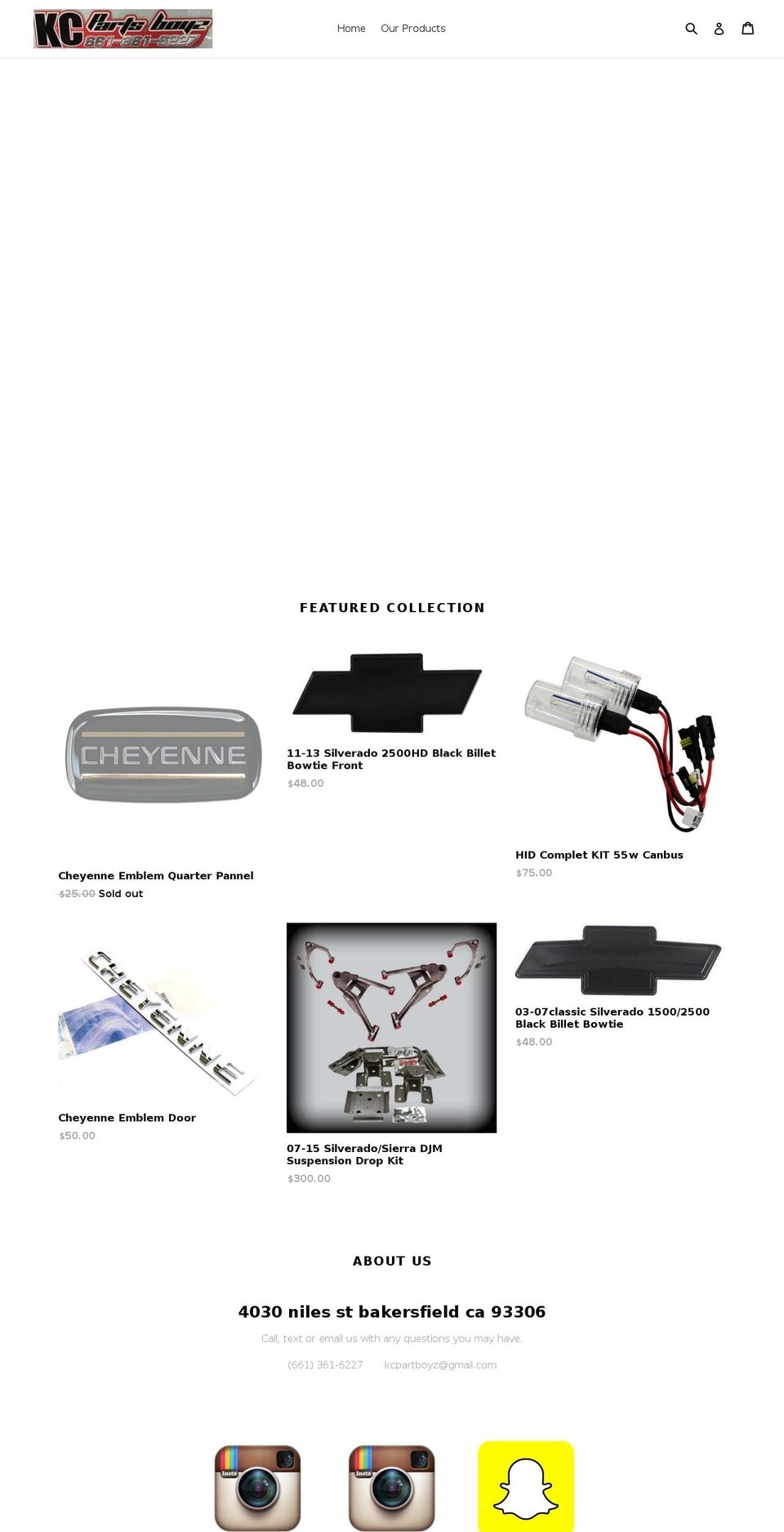 kcpartsboyz.com — Shopify storefront screenshot