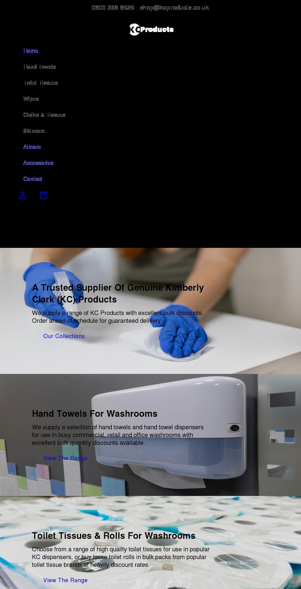 kcproducts.co.uk shopify website screenshot