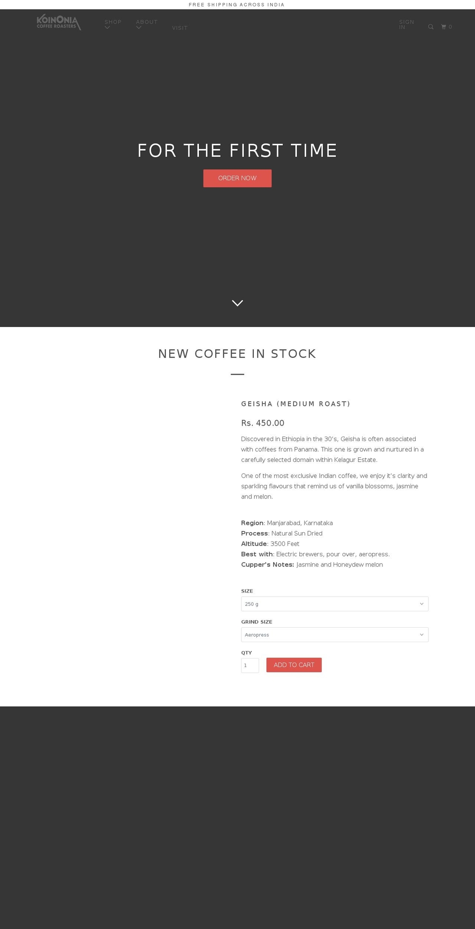 kcroasters.com — Shopify storefront screenshot