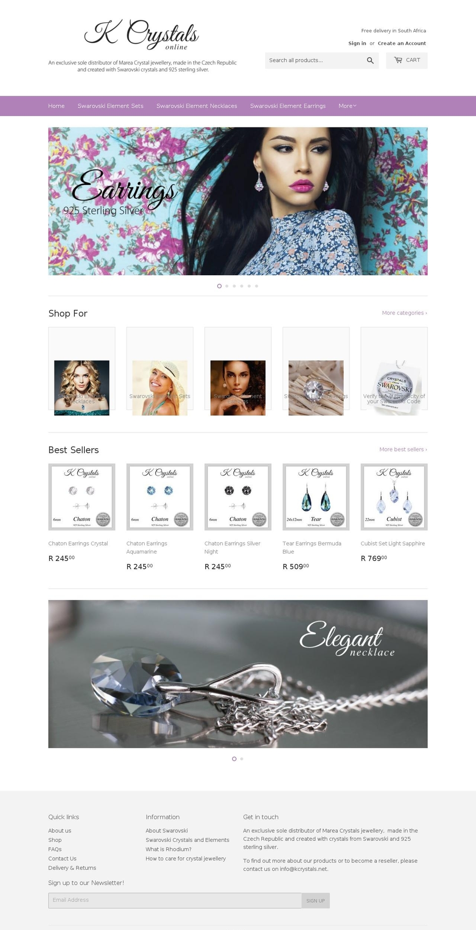 kcrystals.net shopify website screenshot