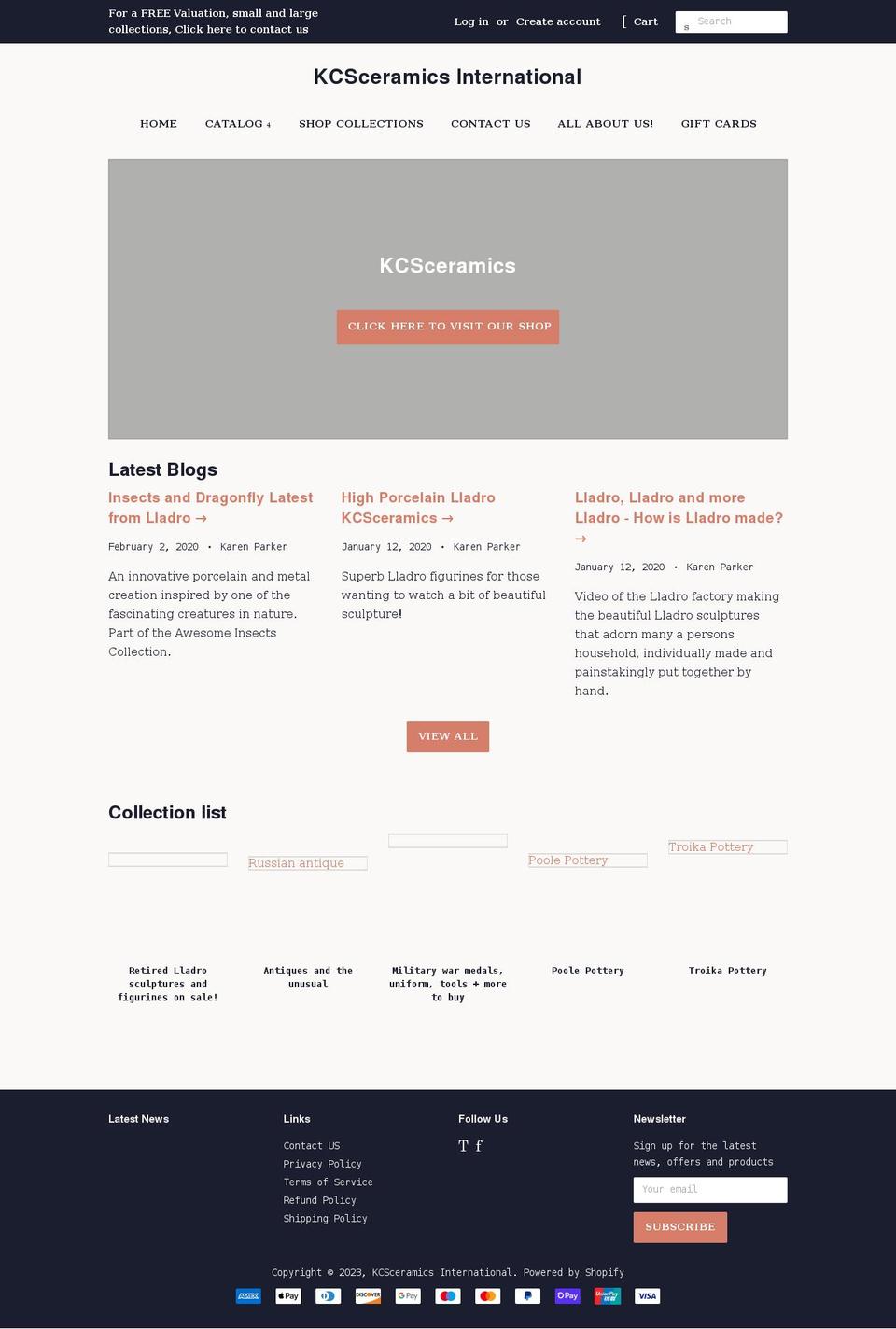 kcsceramics.com shopify website screenshot